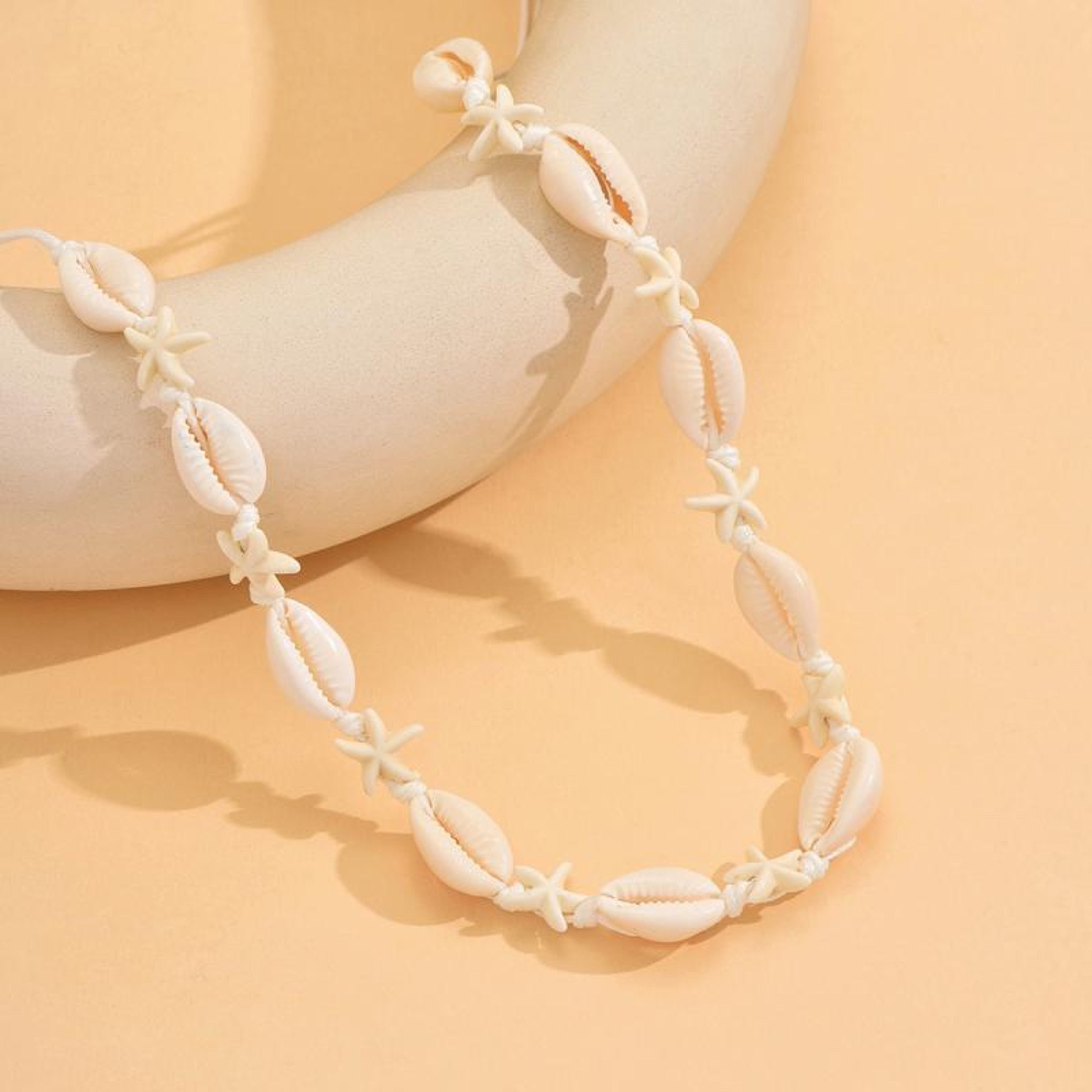 Seaside Layers Shell  Rice Bead Necklace Bohemian Shell Necklace For Beach Chic Style 1
