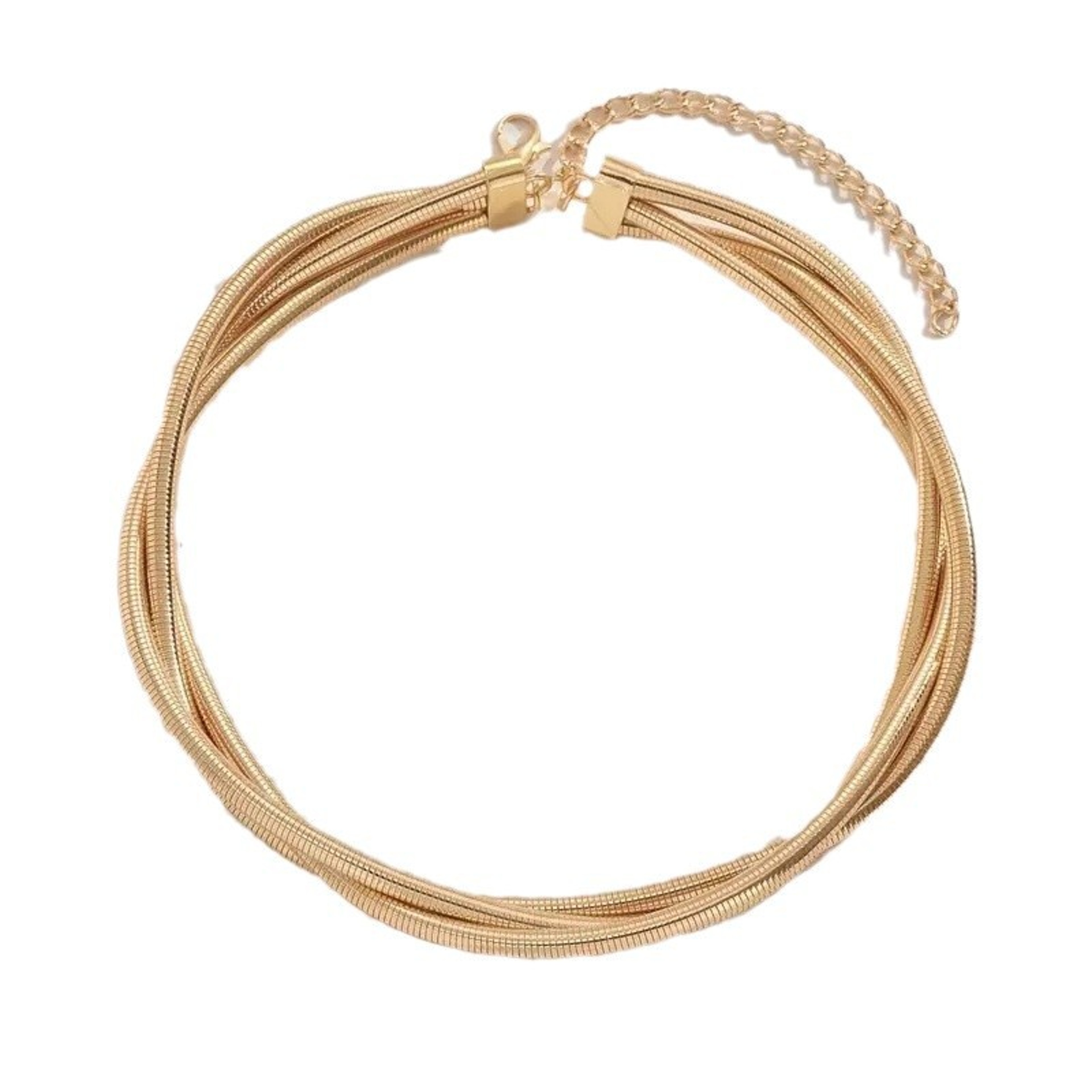Layered Snake Chain Choker Necklace Gold Silver Mix Unisex Chain Necklace – view 5