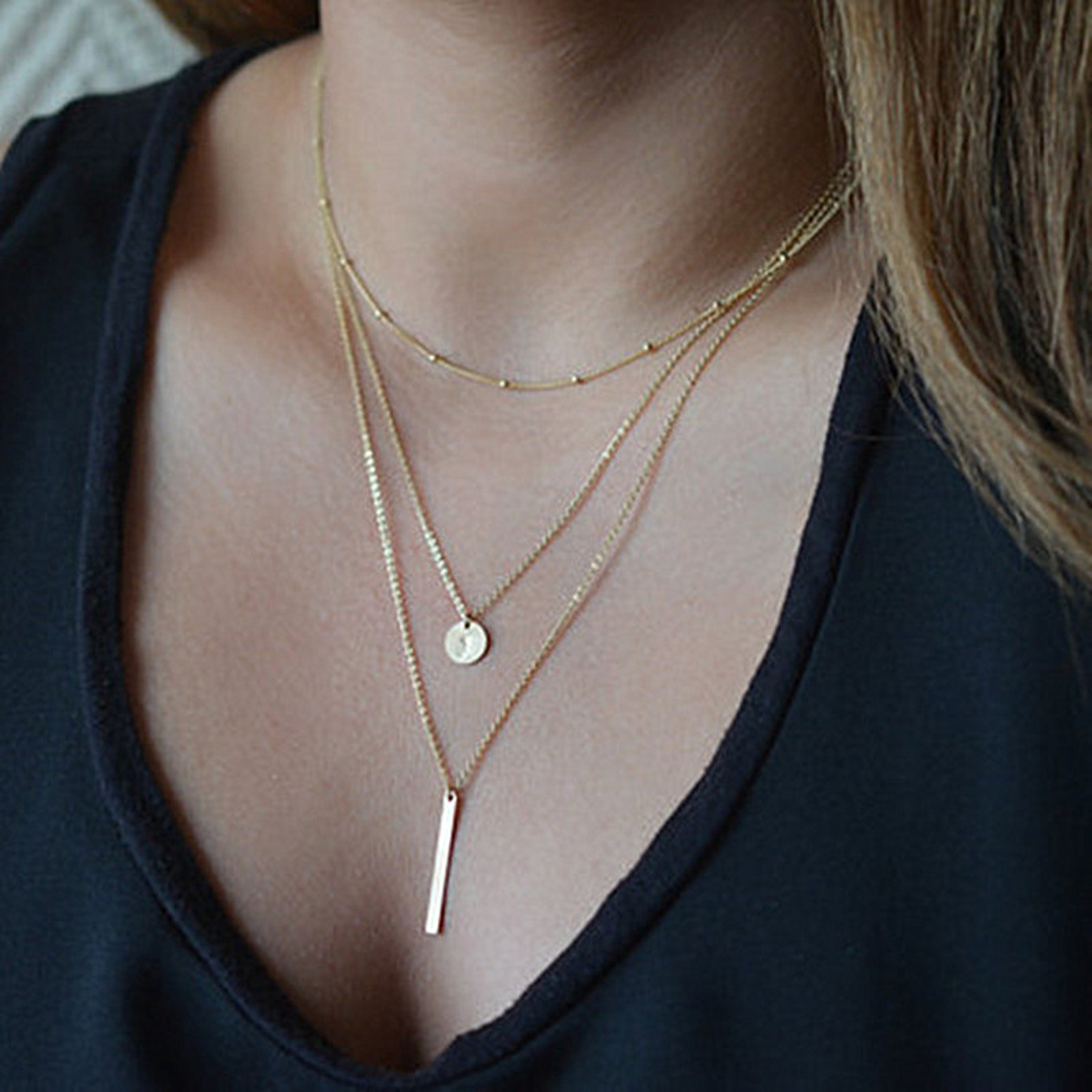 Layered Coin Tassel Bar Necklace For Women Layered Necklace Coin Pendant Necklace Boho Jewelry 6
