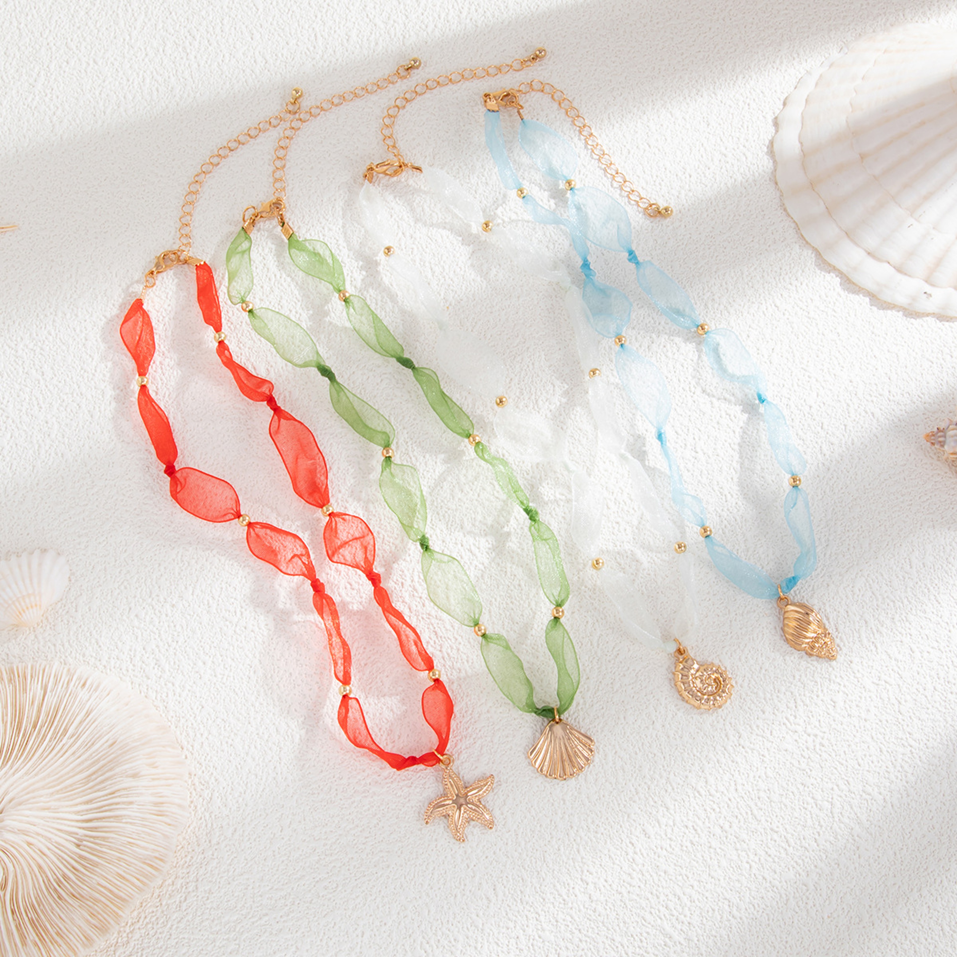 Bohemian Shell Necklace With Starfish  Conch Pendant  Beach Choker For Women 1