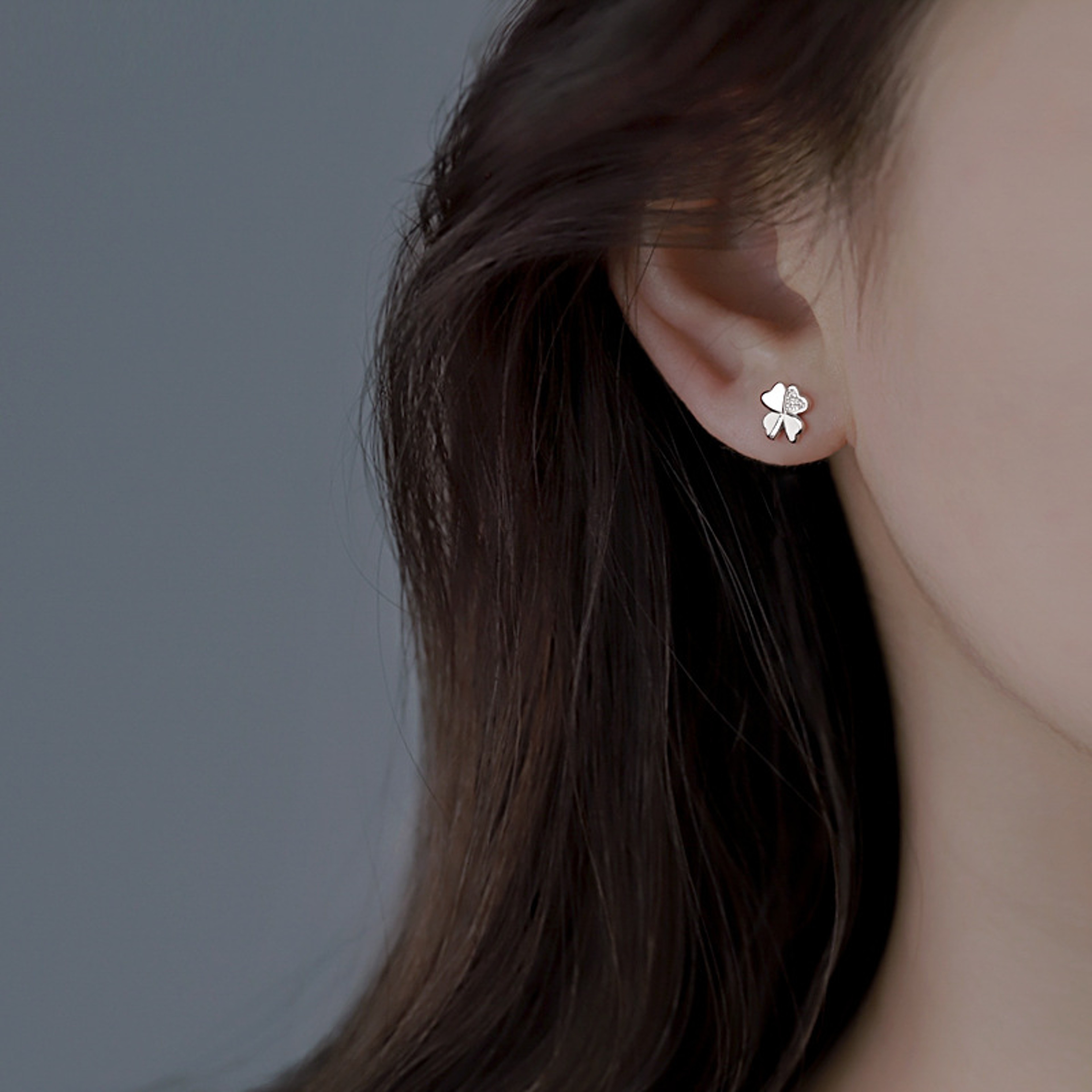 Sterling Silver Heart Flower Stud Earrings with Cubic Zirconia for Women – view 5