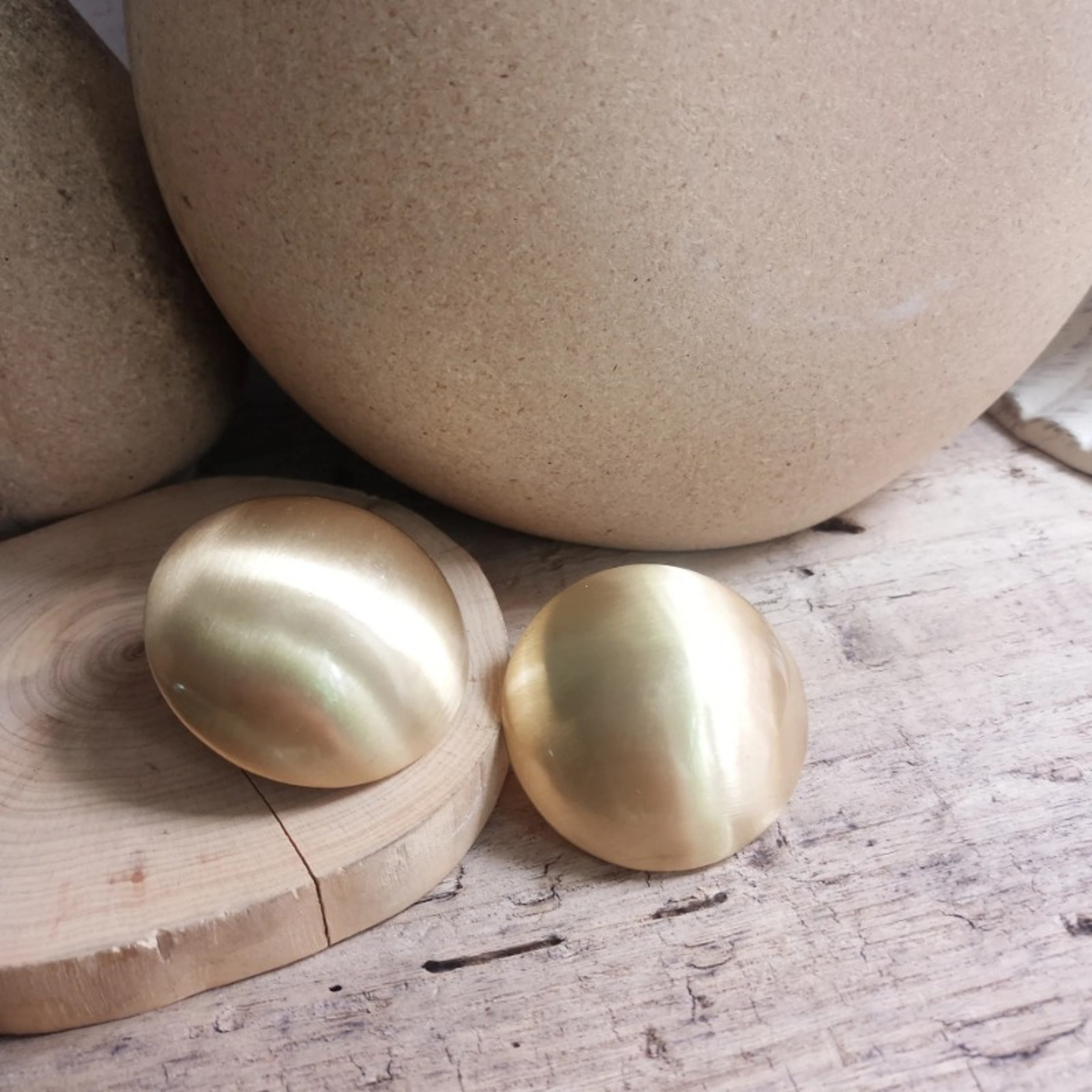Frosted Gold Round Stud Earrings for Women | Minimalist Gold Stud Earrings – view 6