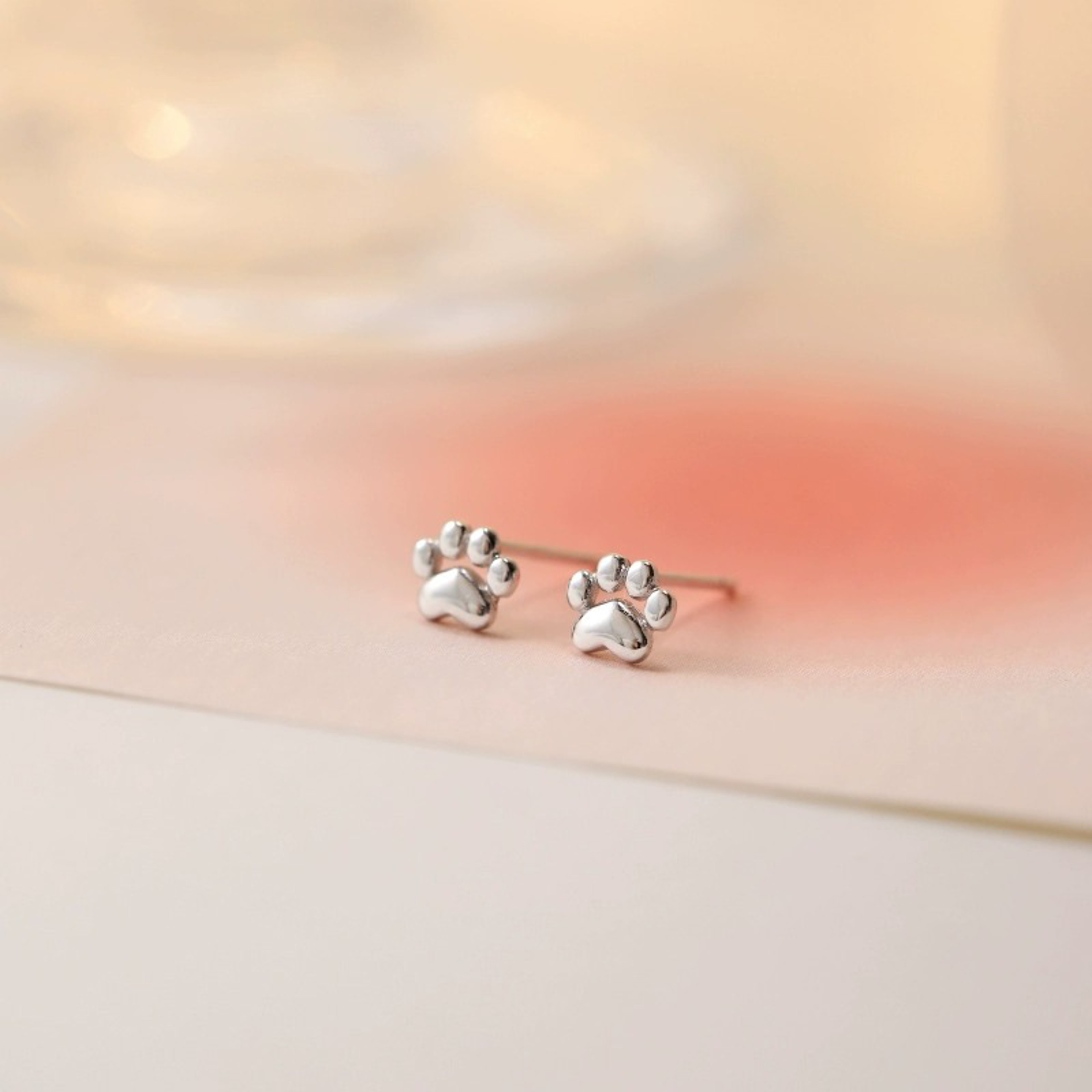Sterling Silver Cat Paw Stud Earrings Cute Chubby Paw Earrings for Women & Girls – view 1
