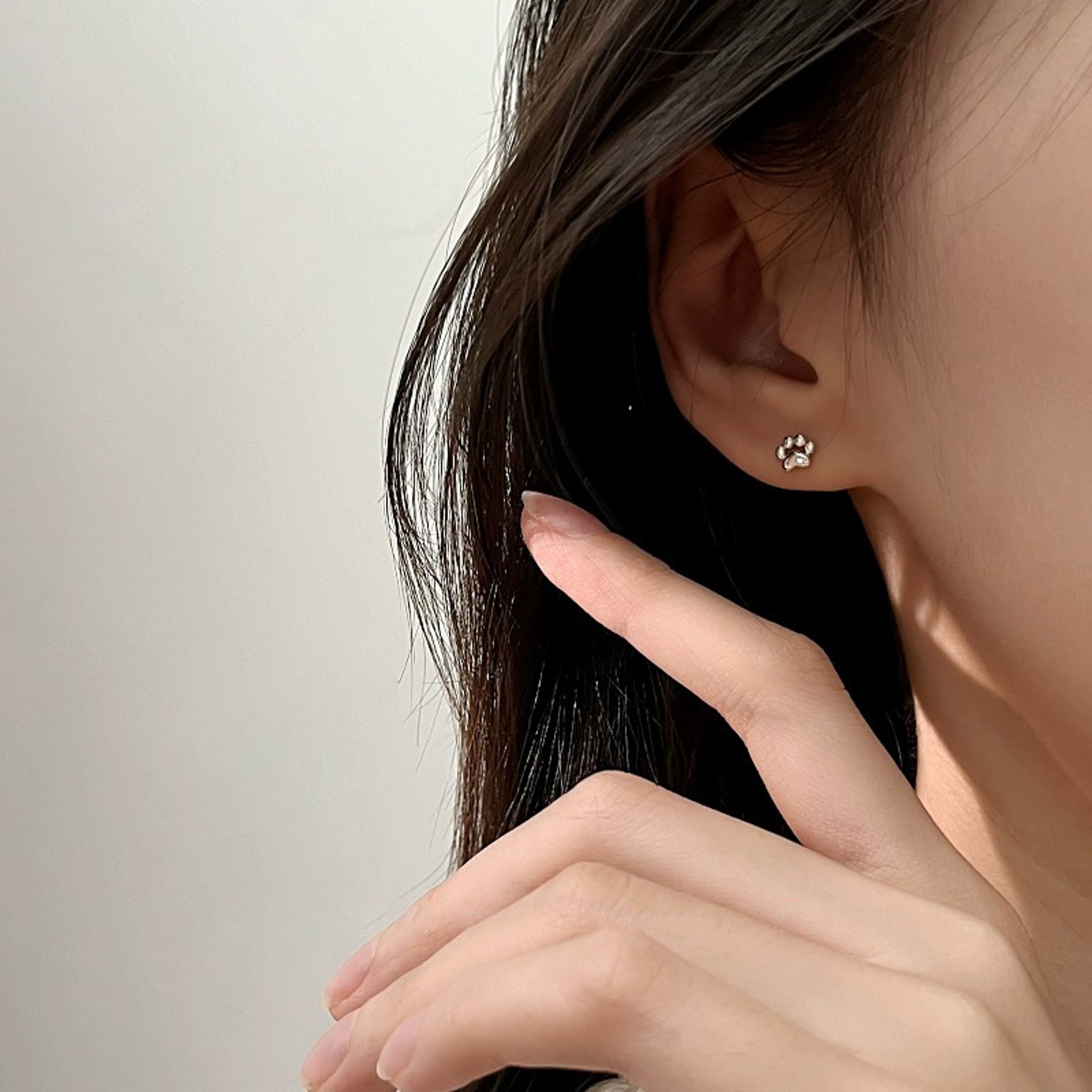 Sterling Silver Cat Paw Stud Earrings Cute Chubby Paw Earrings for Women & Girls – view 2