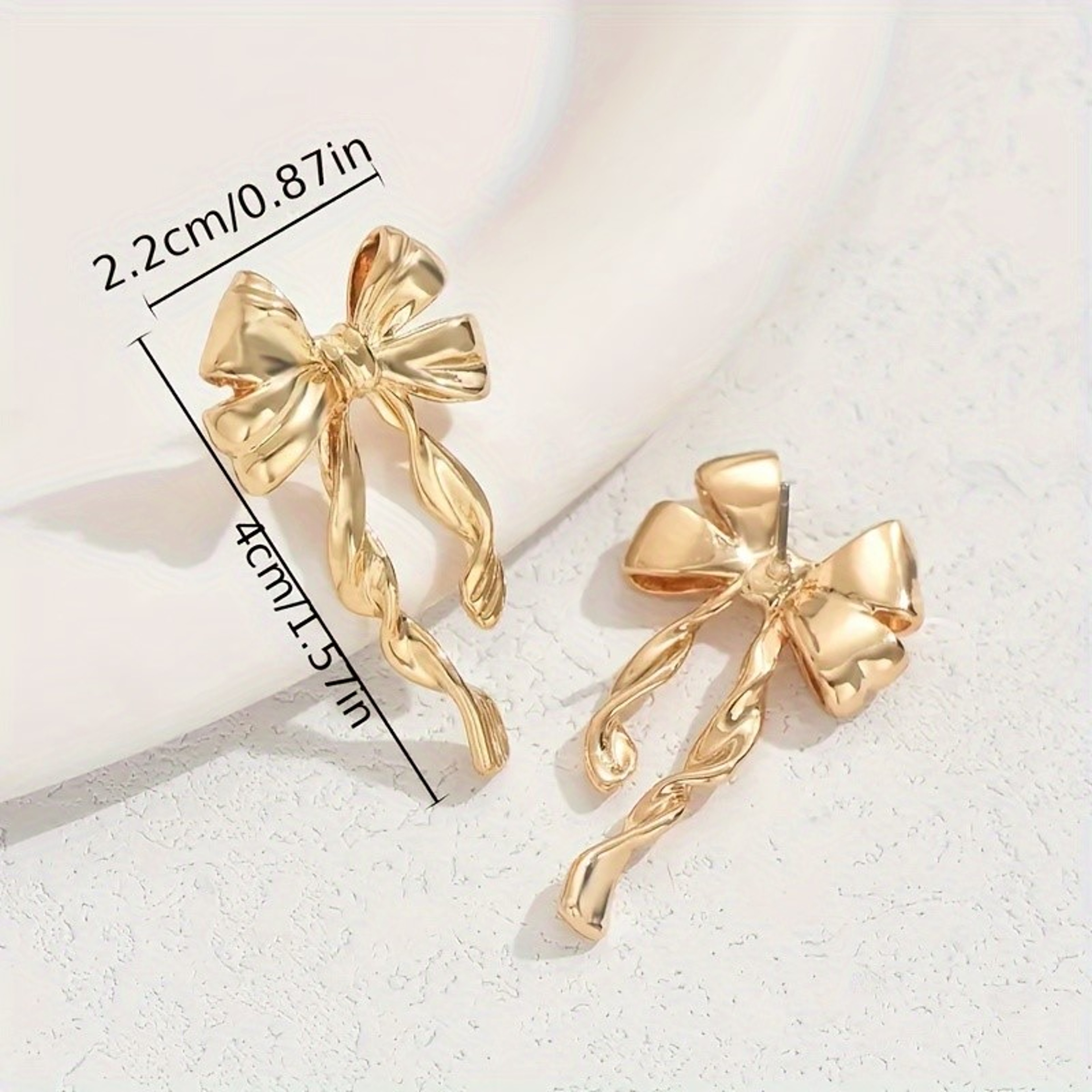 Elegant Gold Bow Earrings Chic Bow Stud Earrings For Women  Minimalist Jewelry Gift 4