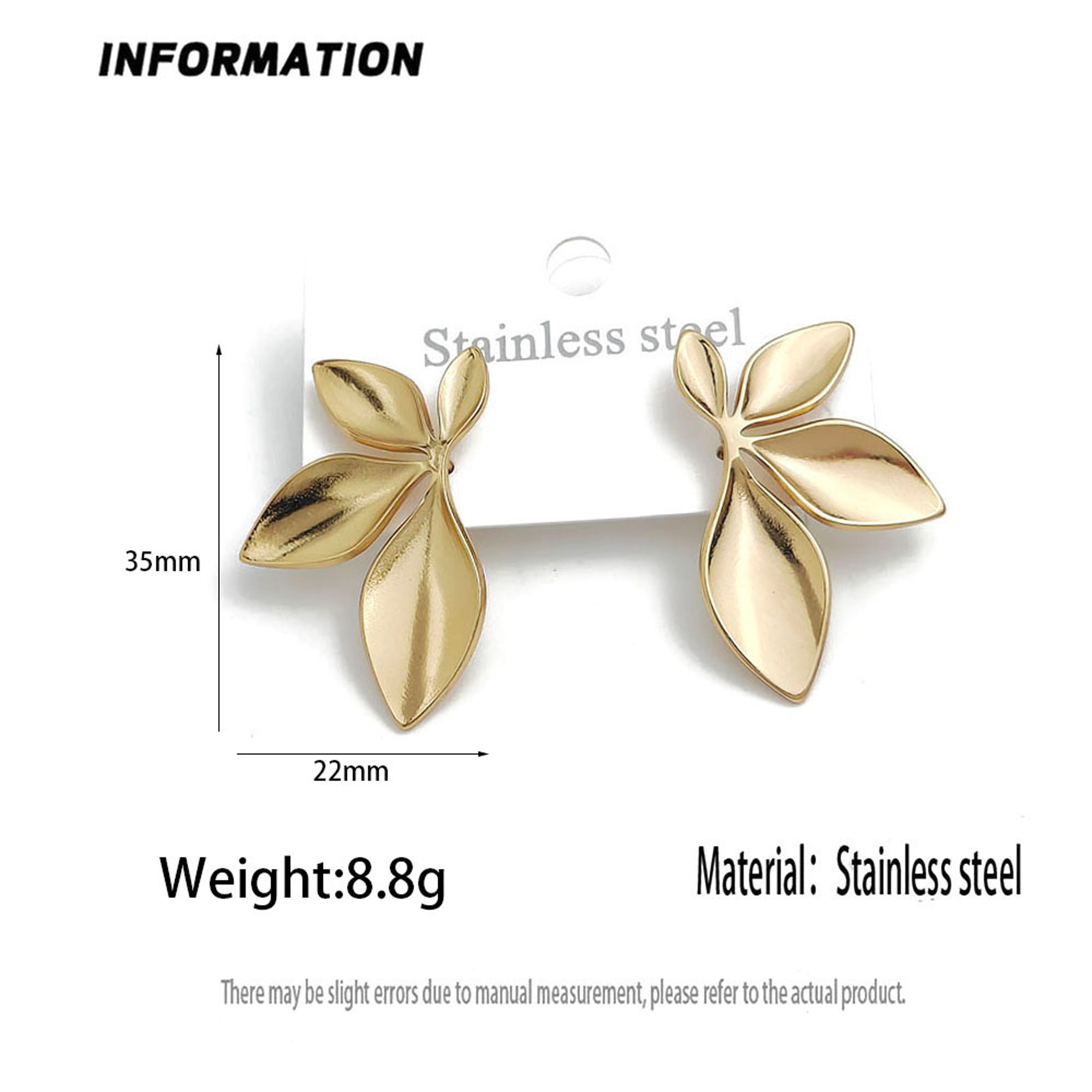 Ocean Inspired Stainless Steel Earrings with Starfish & Leaf Design Waterproof Statement Jewelry for Women – view 2