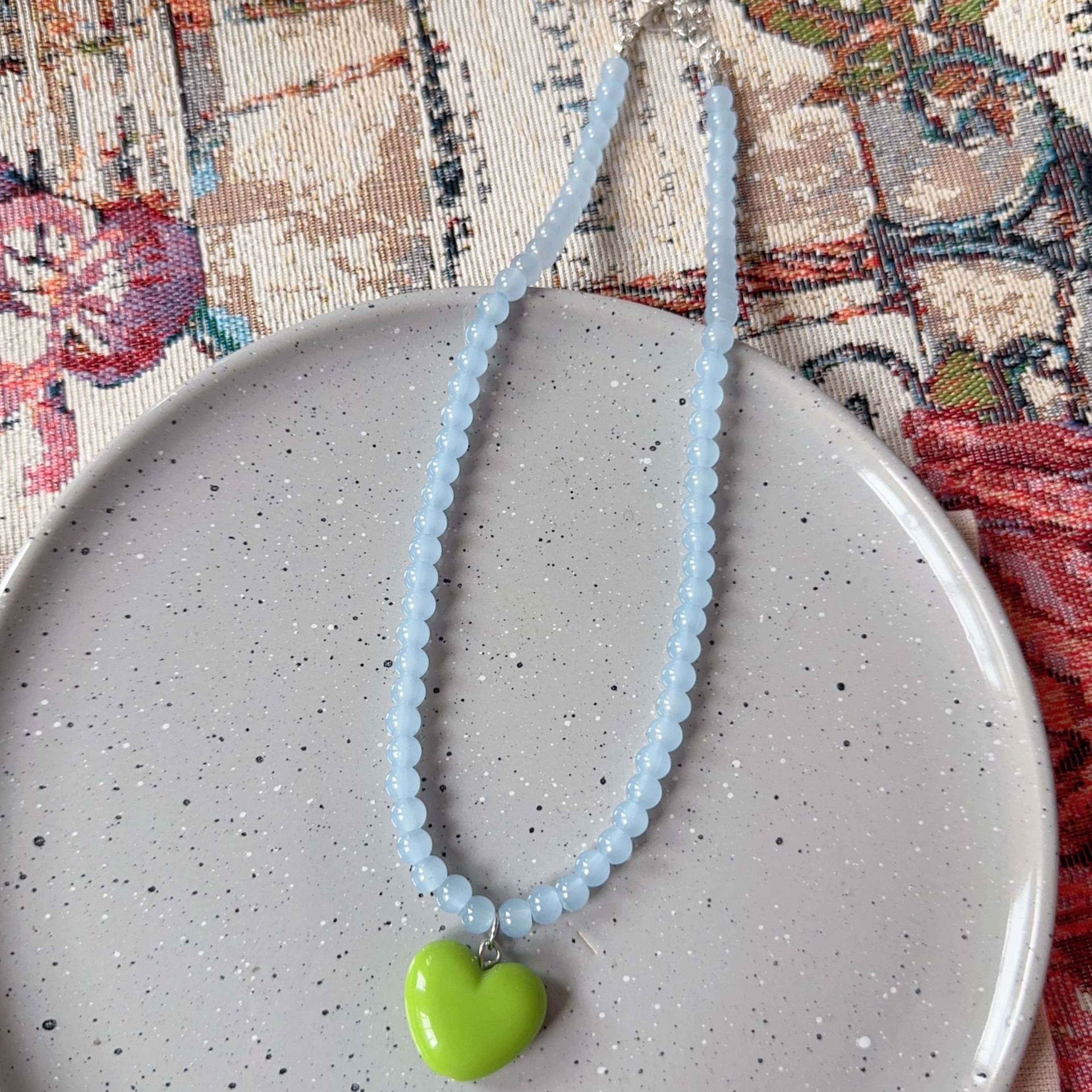 ColorPop Heart Pendant Necklace With Colorful Glass Beads For Women  Girls 1