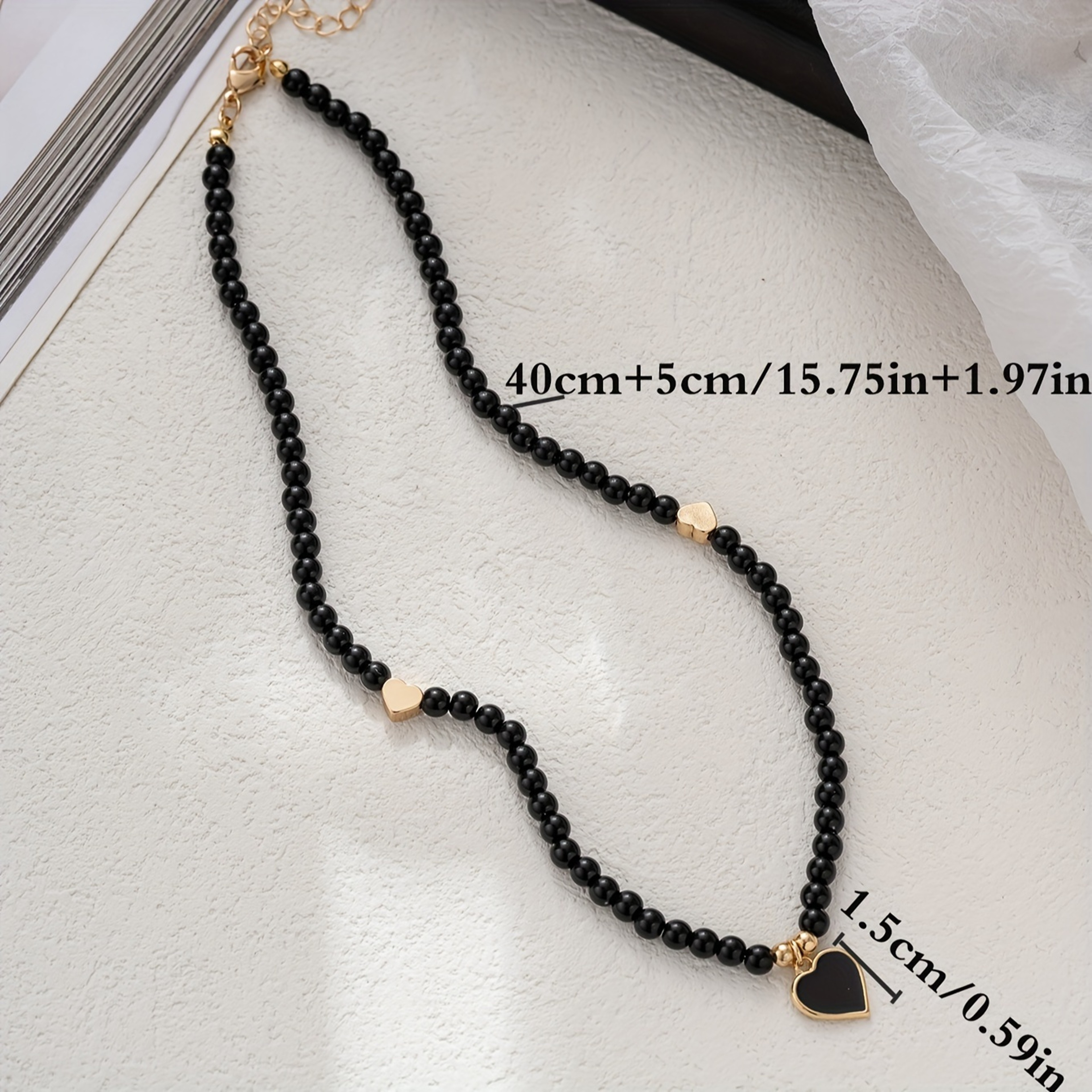 Bohemian handmade beaded heart-shaped decorative necklace for womens vacation accessories – view 3