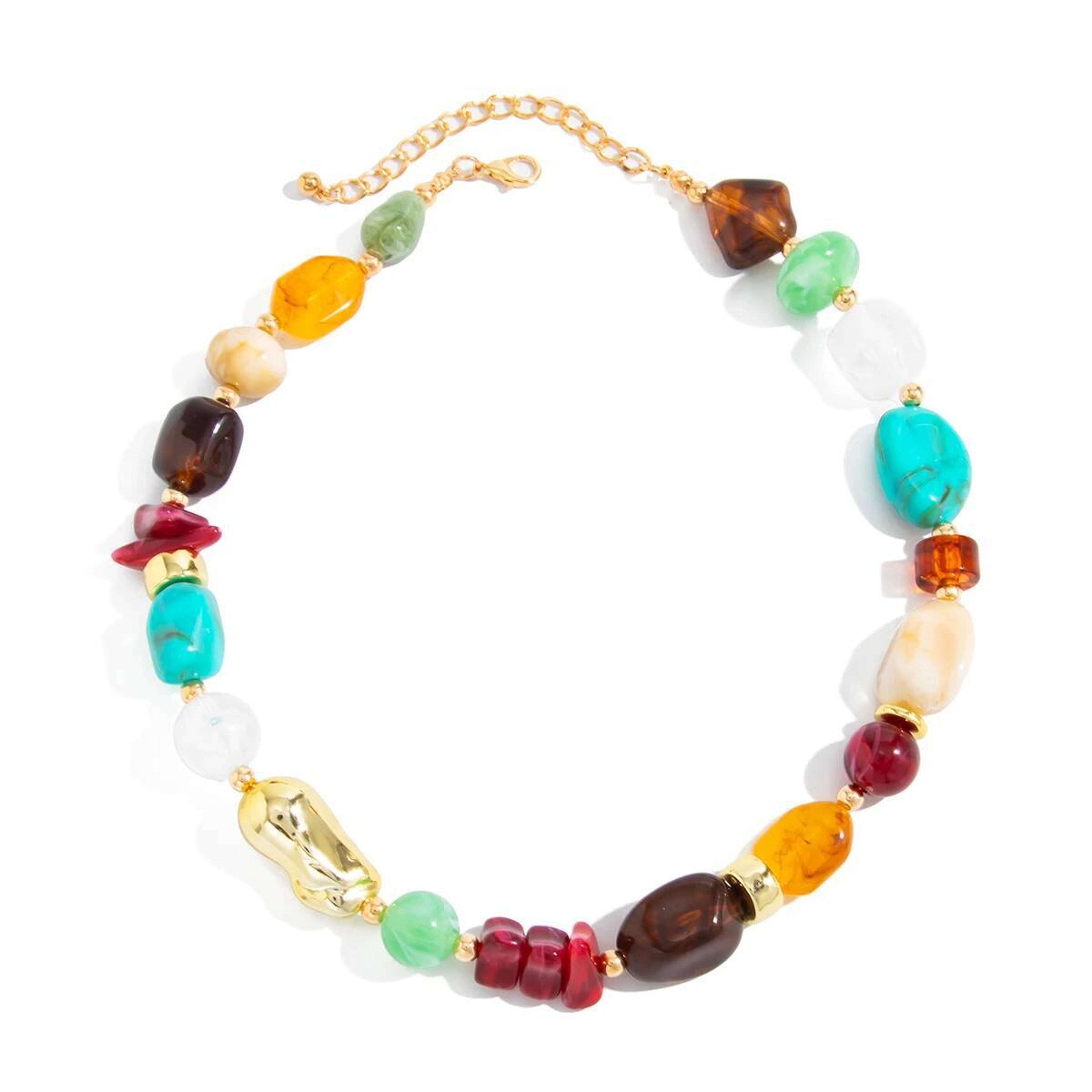 Bohemian Colorful Resin Beaded Choker Necklace Adjustable Vintage Acrylic Boho Jewelry For Women 3