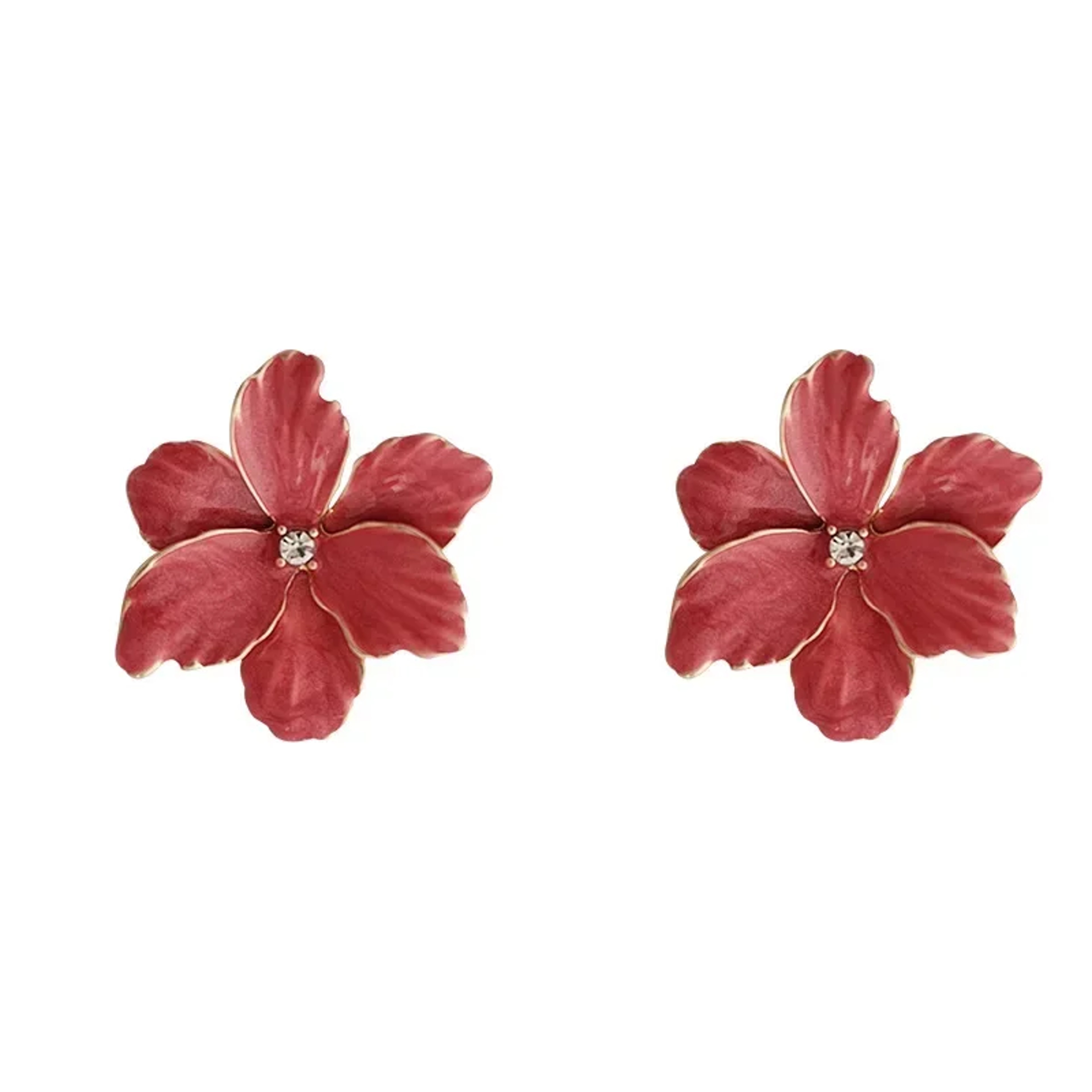 Elegant Red Flower Earrings With Silver Needle Floral Stud Earrings For Women 6