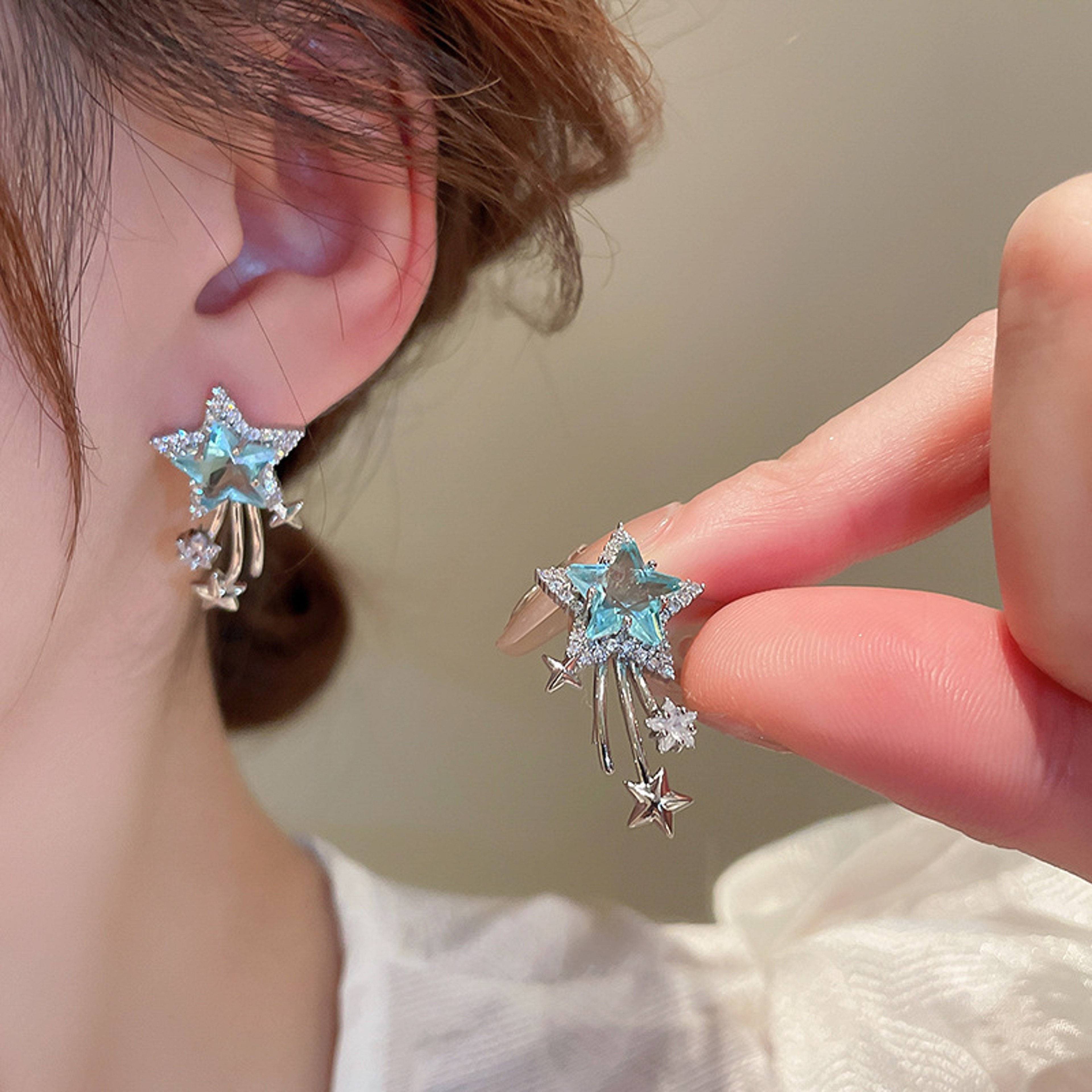 Celestial Star Zircon Earrings Sparkly Star Earrings For Women With Elegant Crystal Ear Hooks 1
