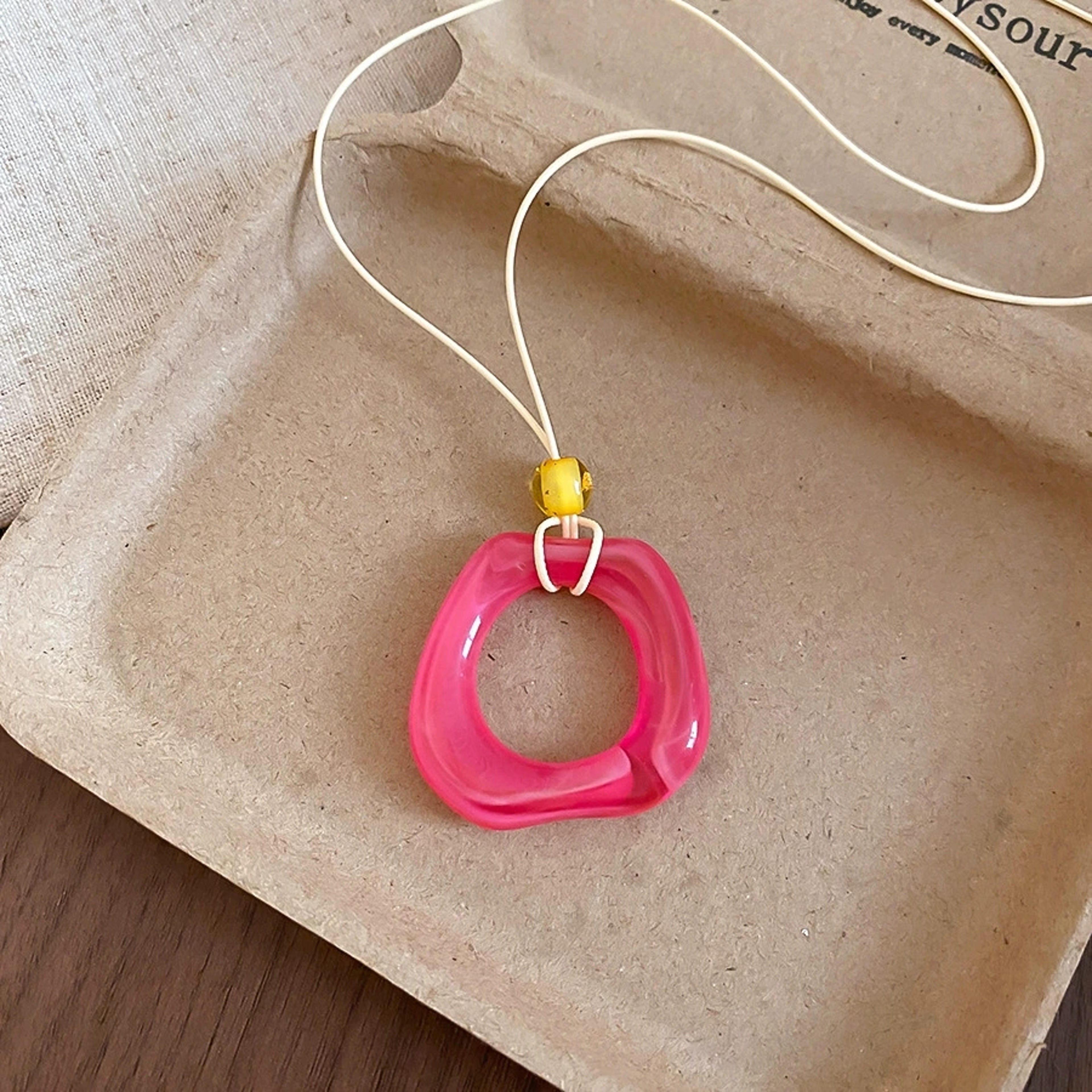 ColorPop Resin Pendant Necklace Modern Geometric Necklace With Long Rope Cord For Women 6