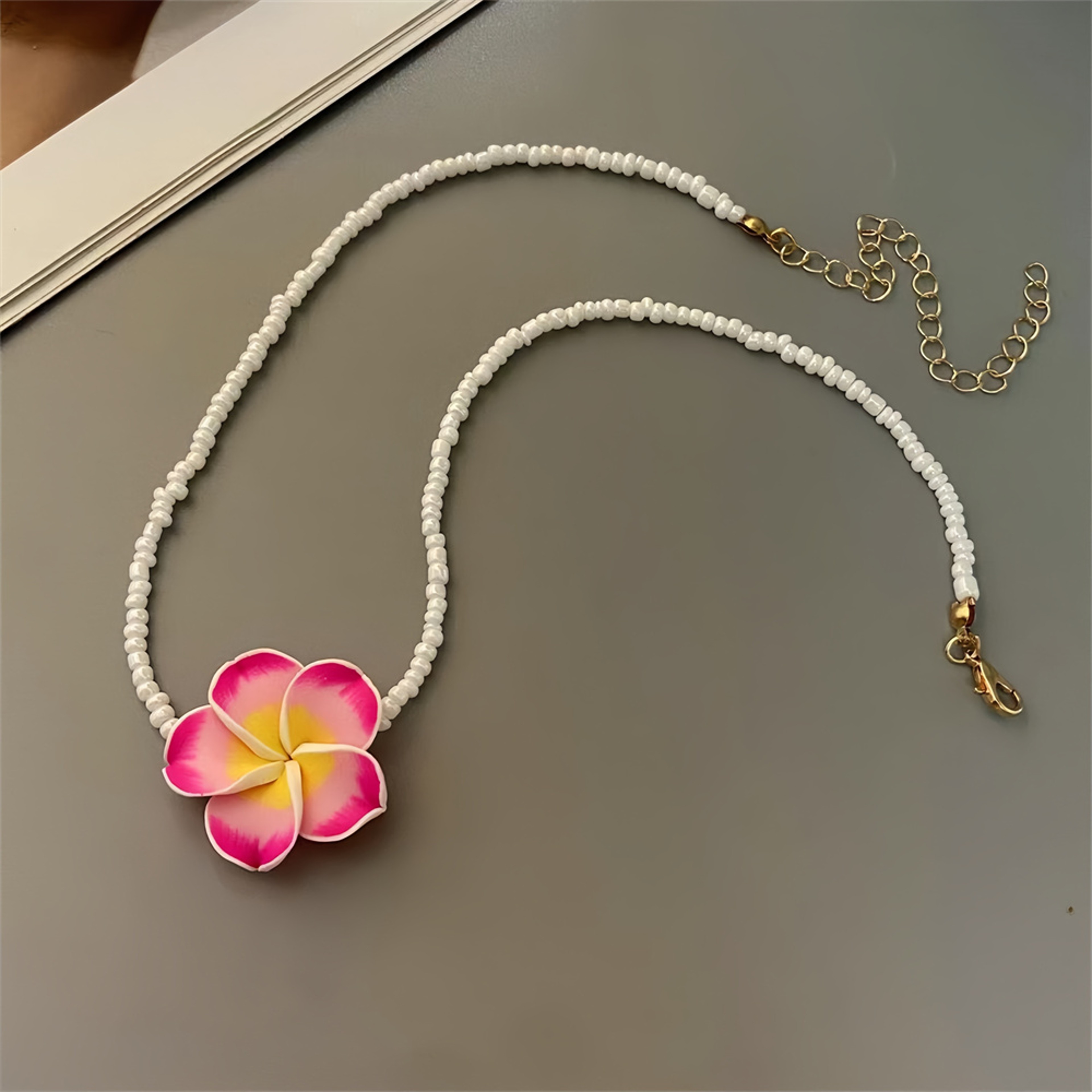 Boho Flower Choker Necklace With Polymer Clay Daisy Beads For Women  Girls 4