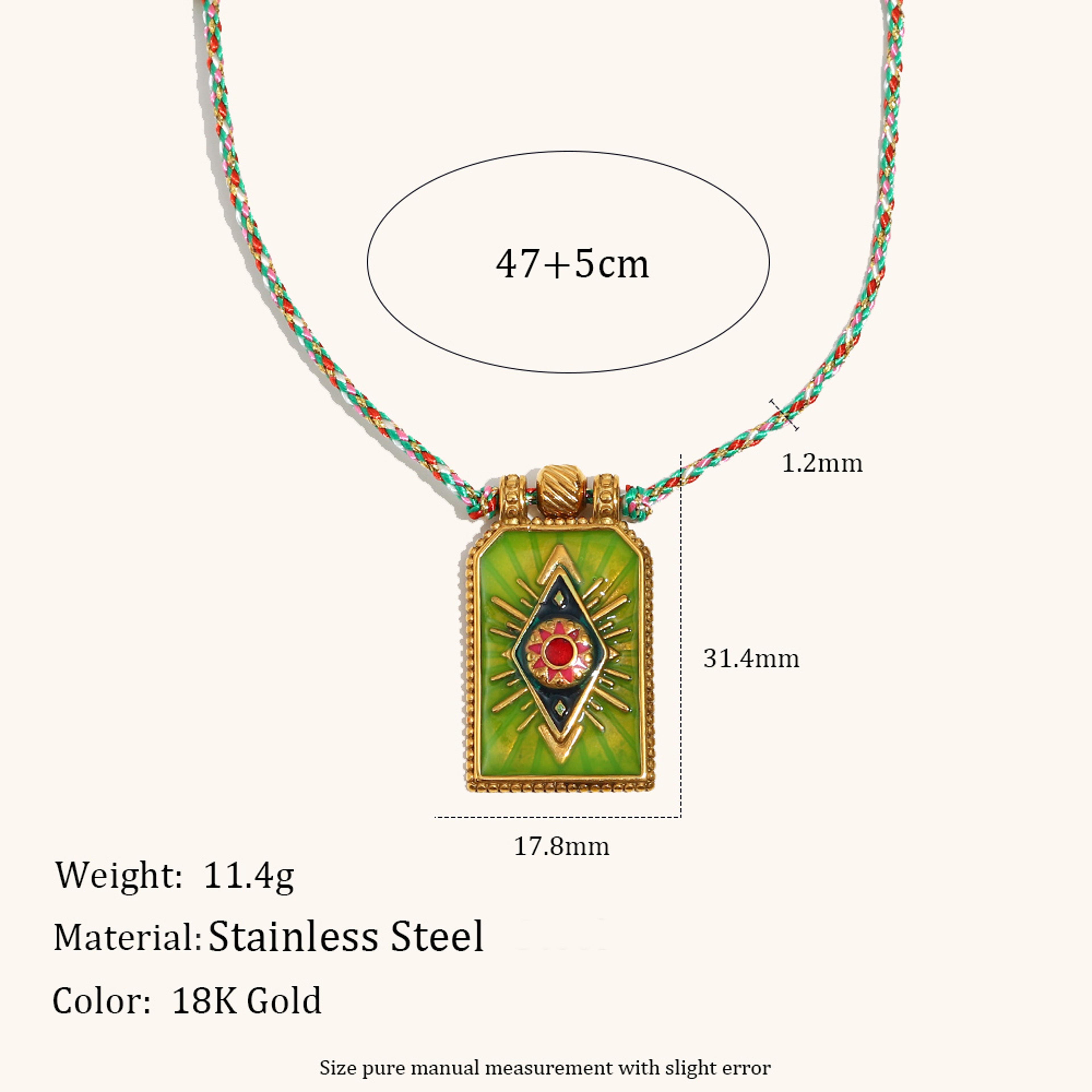 Gold Sun Eye Tarot Pendant Necklace With Woven Rope Necklace  Stainless Steel Chain 3