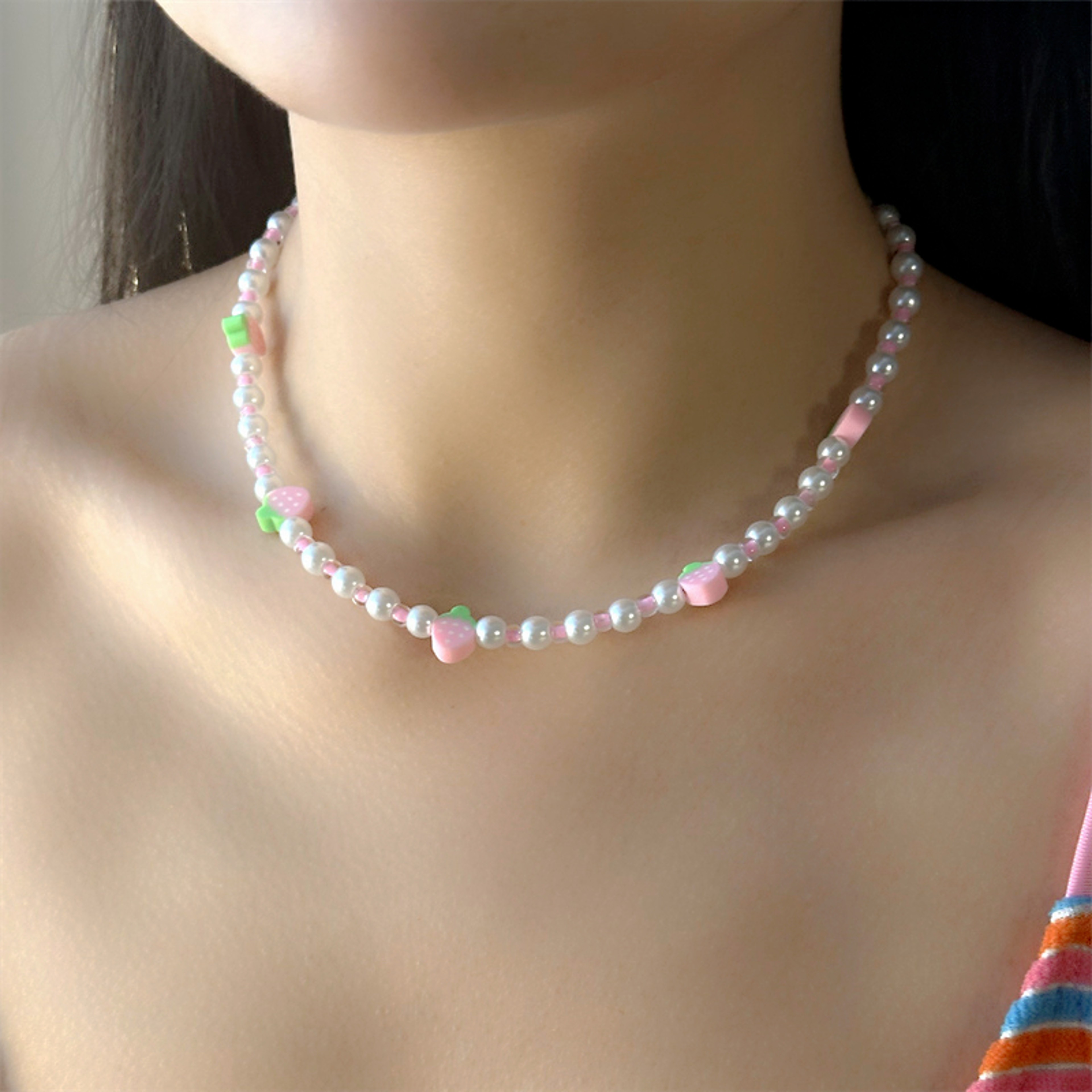 Watermelon Beaded Necklace Handmade Fruit Choker Necklace For Summer Style 3