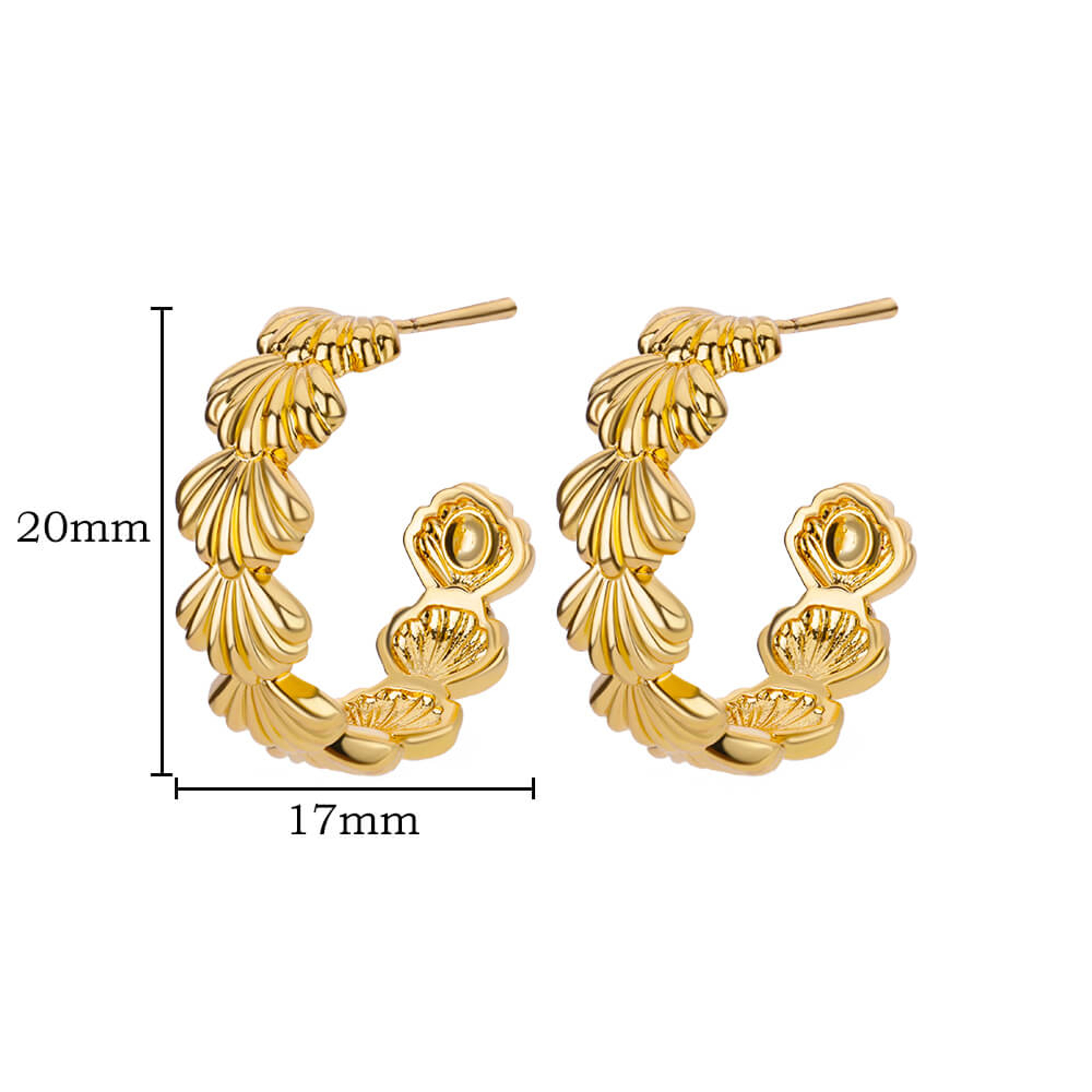 Elegant Earrings Gold Plated Stainless Steel Earrings with Shell C Shape Design – view 6