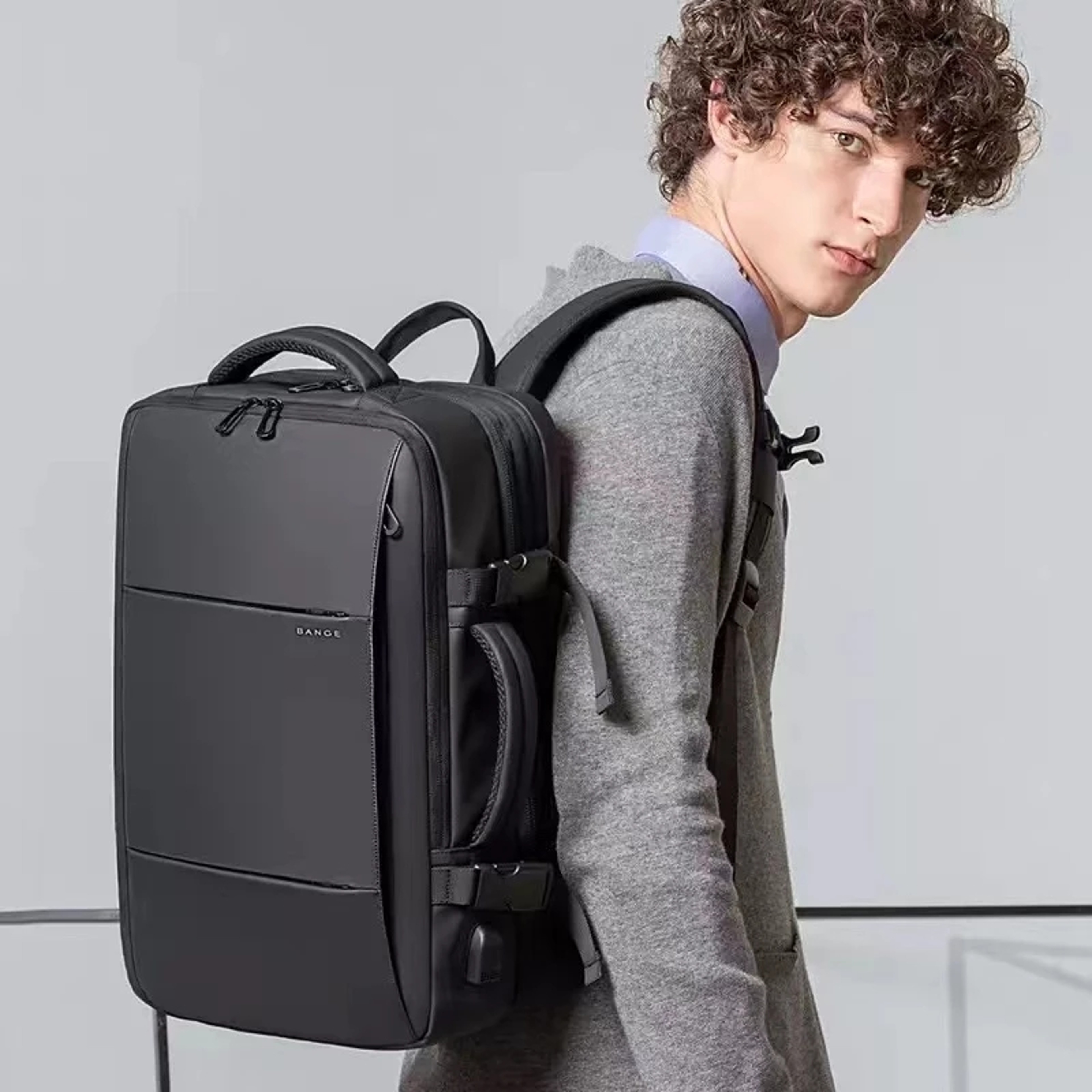 BANGE Travel Backpack Men Business Expandable USB Large Capacity Laptop Waterproof Fashion Backpack – view 6