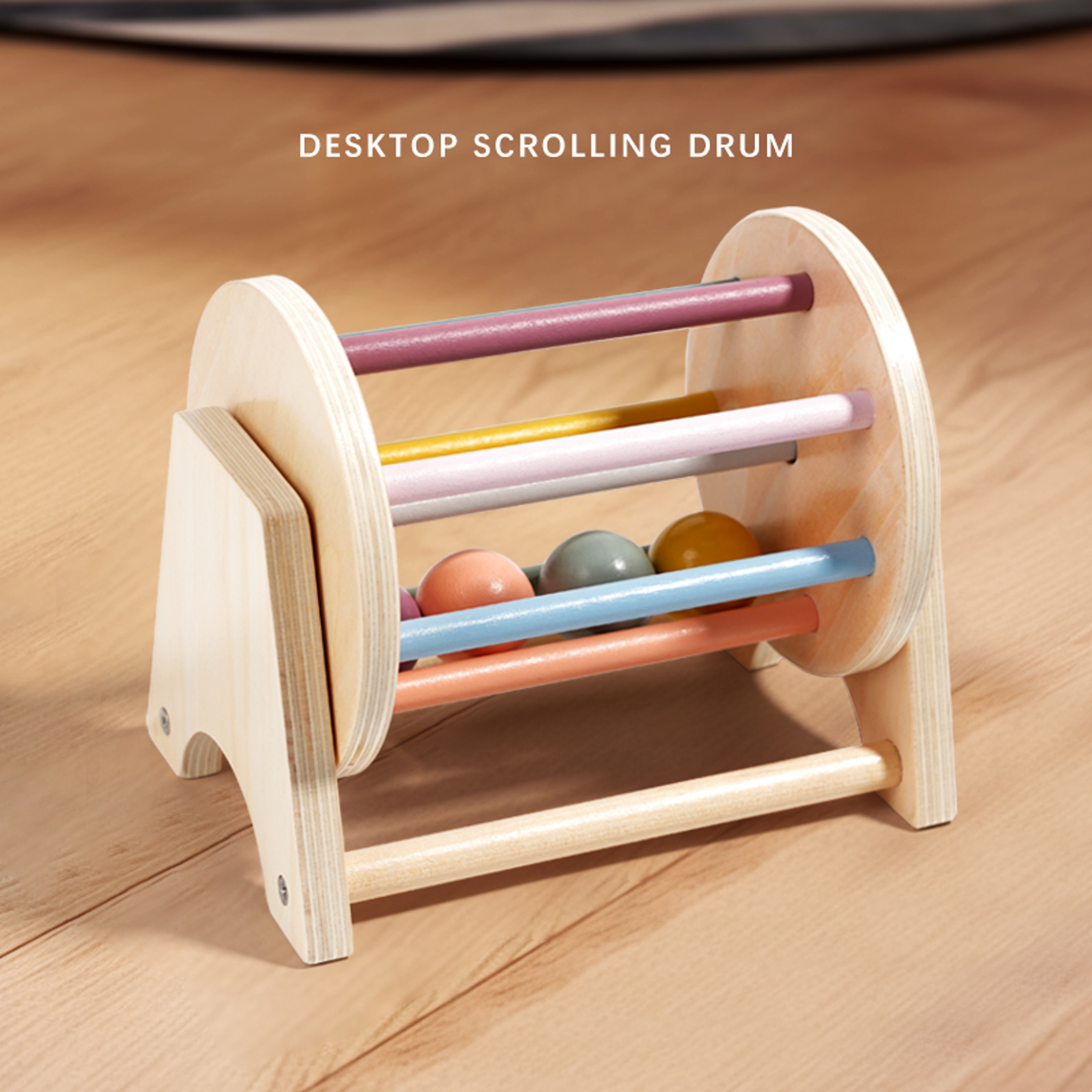Baby Montessori Wooden Spinning Drum Toy For Early Education Ideal Developmental Gift For 13YearOld 4