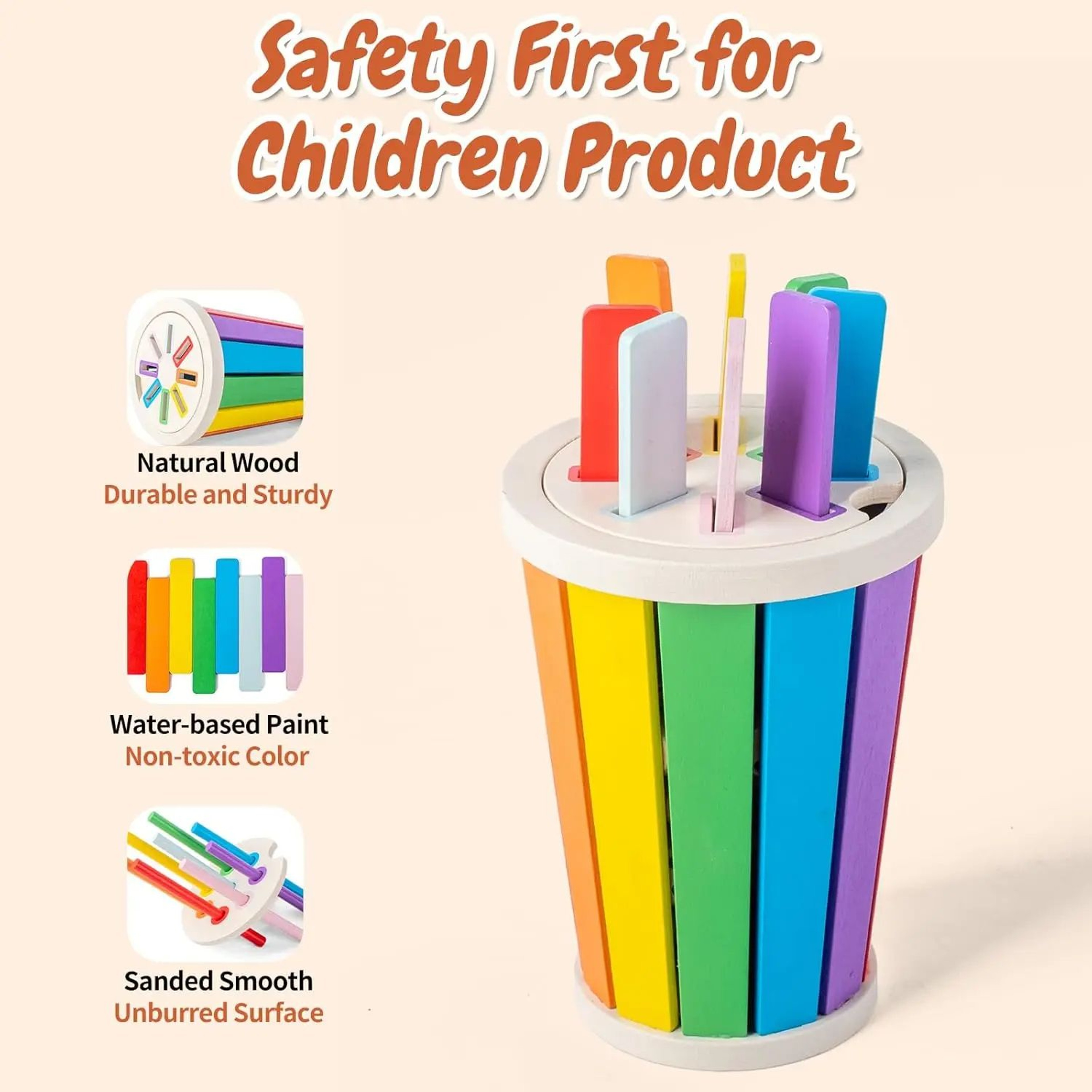 Montessori Color Sorting  Matching Wooden Toy For Kids Educational Shape Recognition Toy For Toddle 1