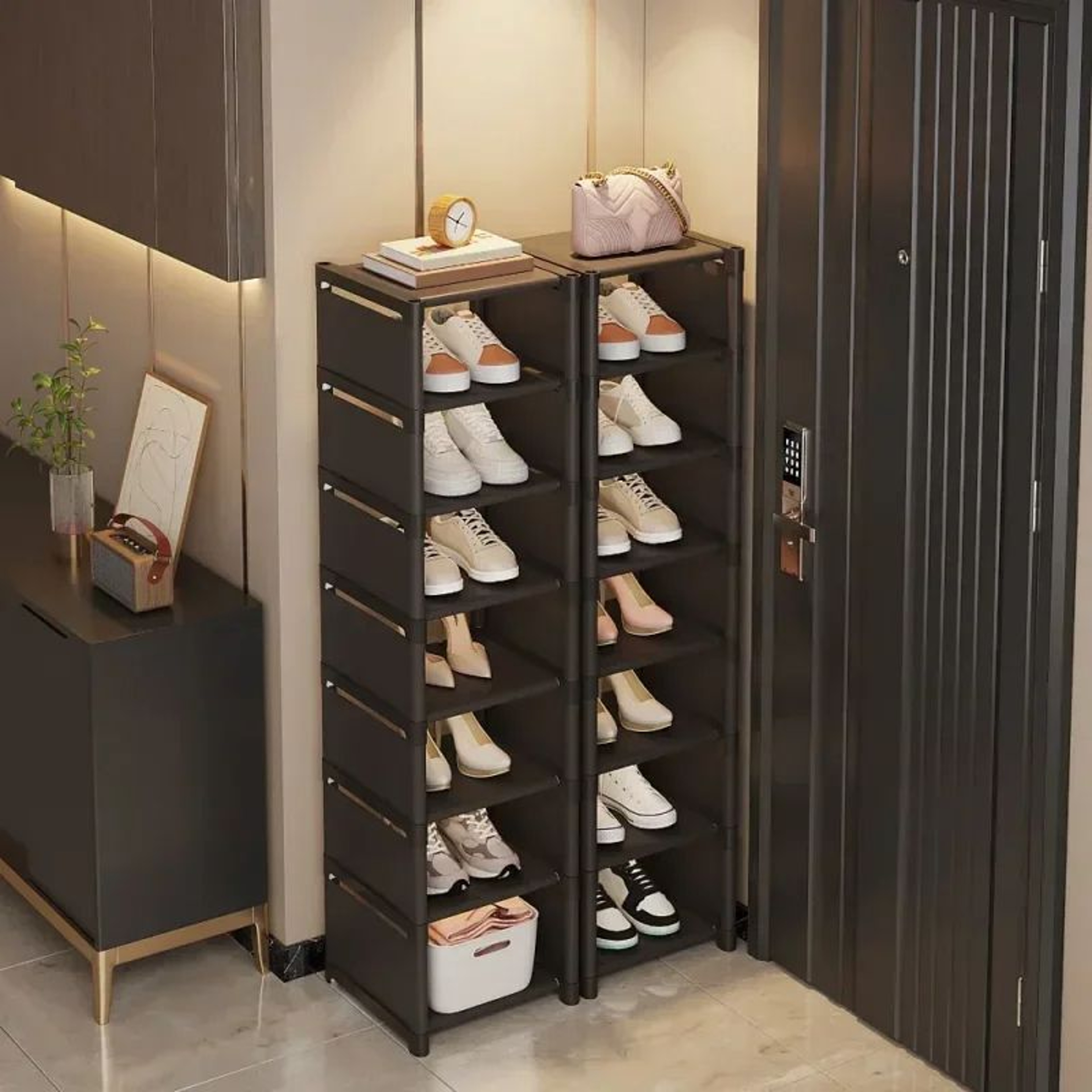 Adjustable Stackable Shoe Rack Multi Layer Space Saving Corner Shelf 0