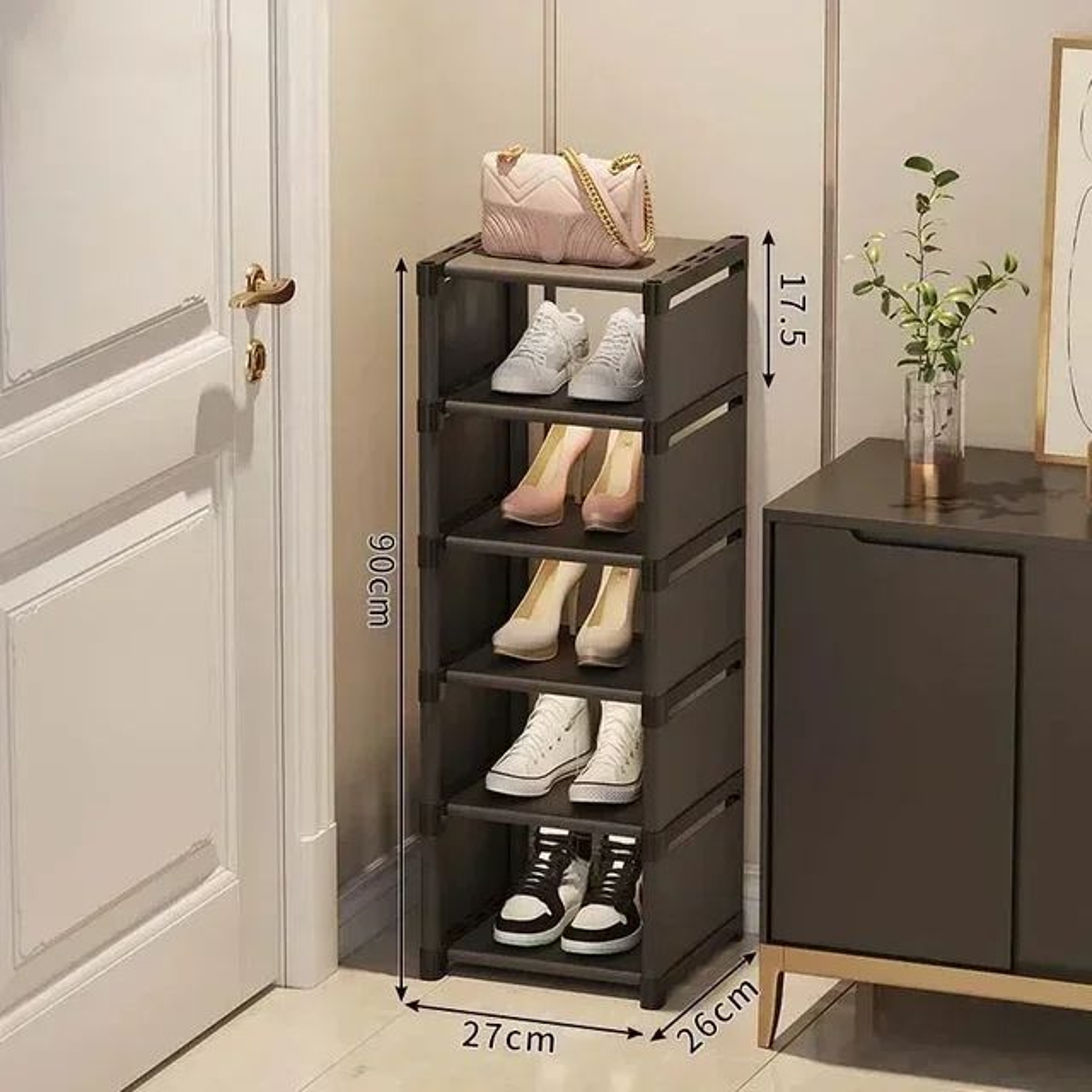 Adjustable Stackable Shoe Rack Multi Layer Space Saving Corner Shelf 5
