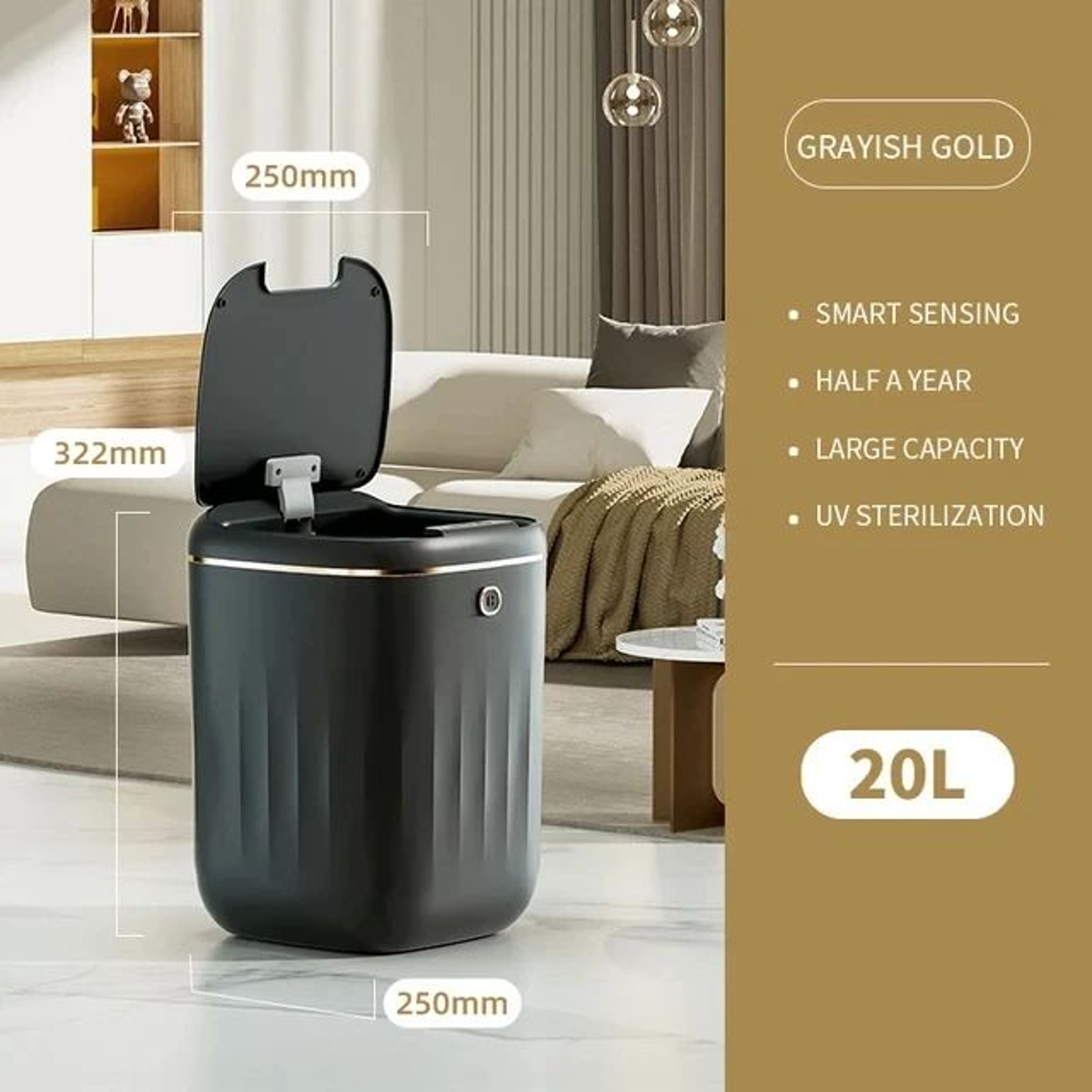 Smart Bathroom Trash Can Automatic Sensor Garbage Bin With Large Capacity For Kitchen  Bathroom 4