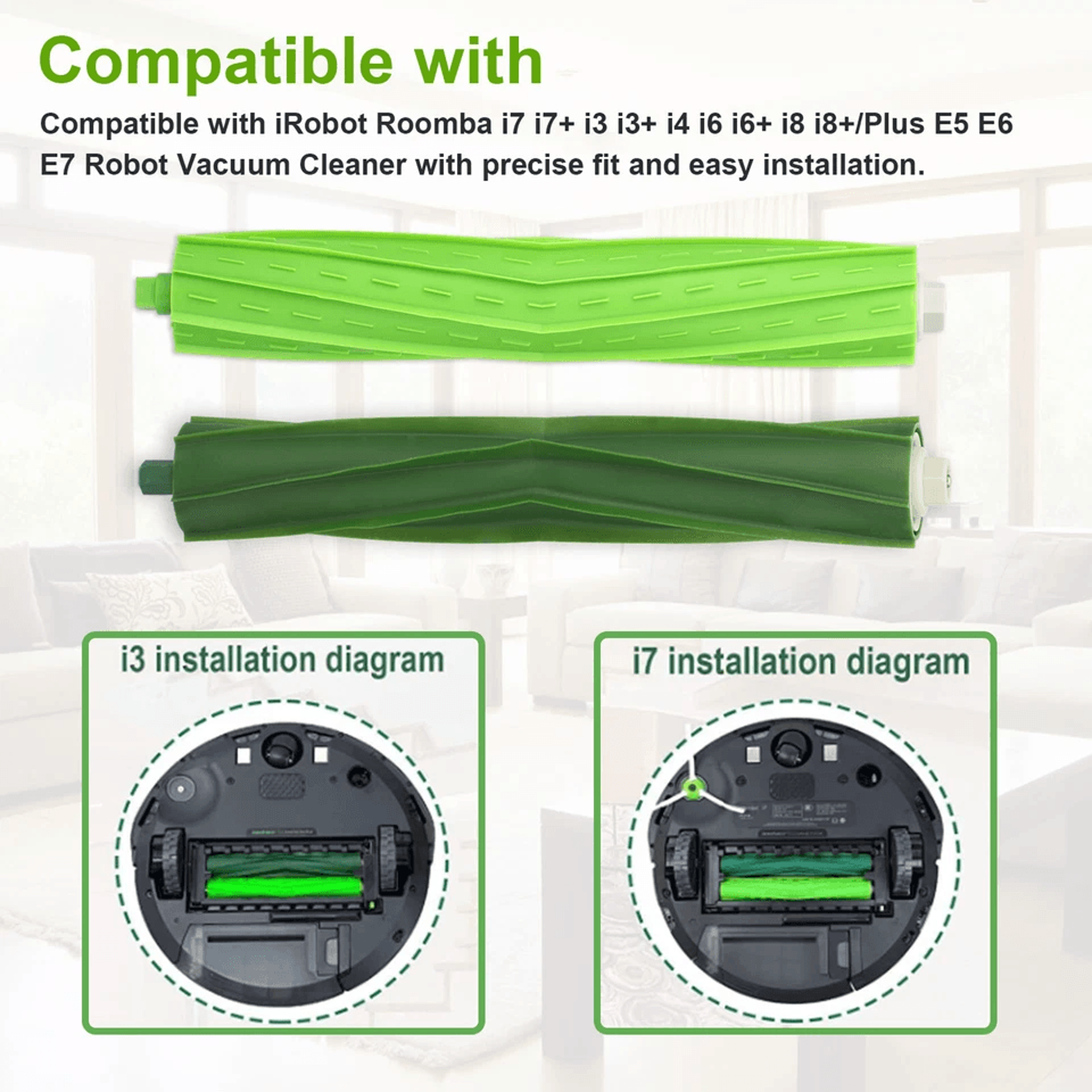 Replacement Roller Brushes For IRobot Roomba Compatible DoubleSided Rubber Brushes For Vacuum Clean 2