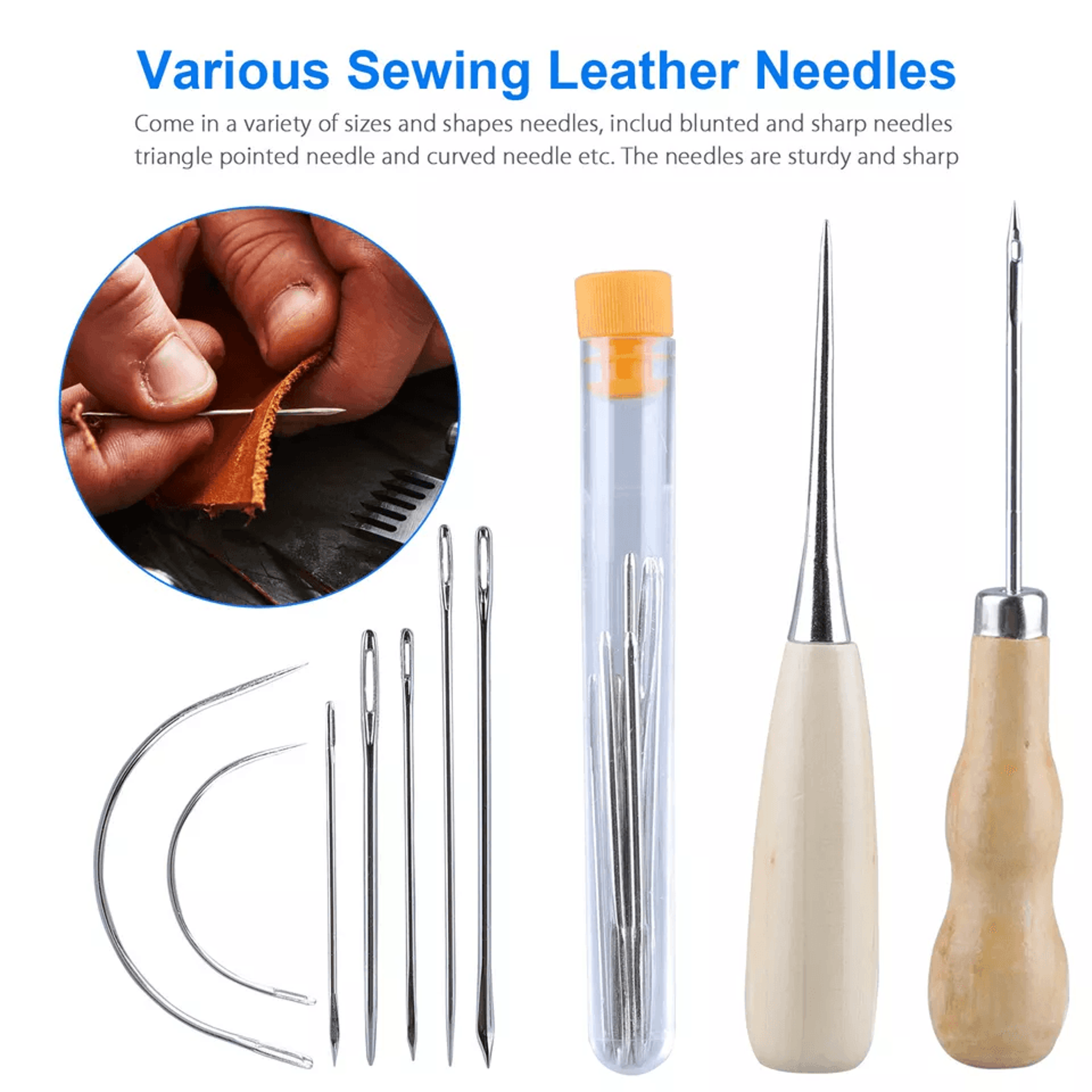 Upholstery Leather Canvas Repair Kit Curved Hand Sewing Needles For Sail Carpet Fabric Tent  DIY Pr 1