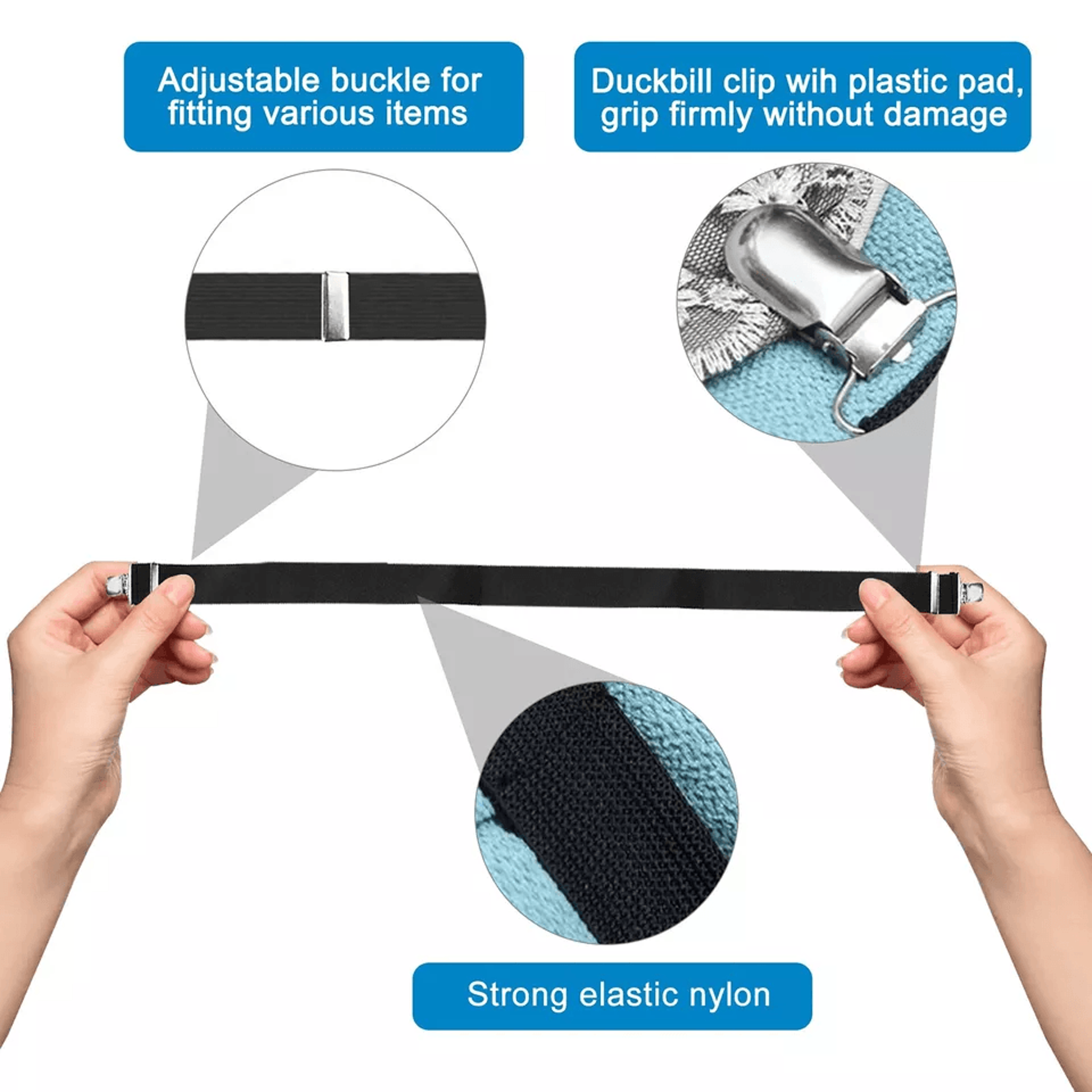Adjustable Bed Fitted Sheet Straps Suspenders Belt With Gripper Fastener Clips HeavyDuty Elastic Ma 2