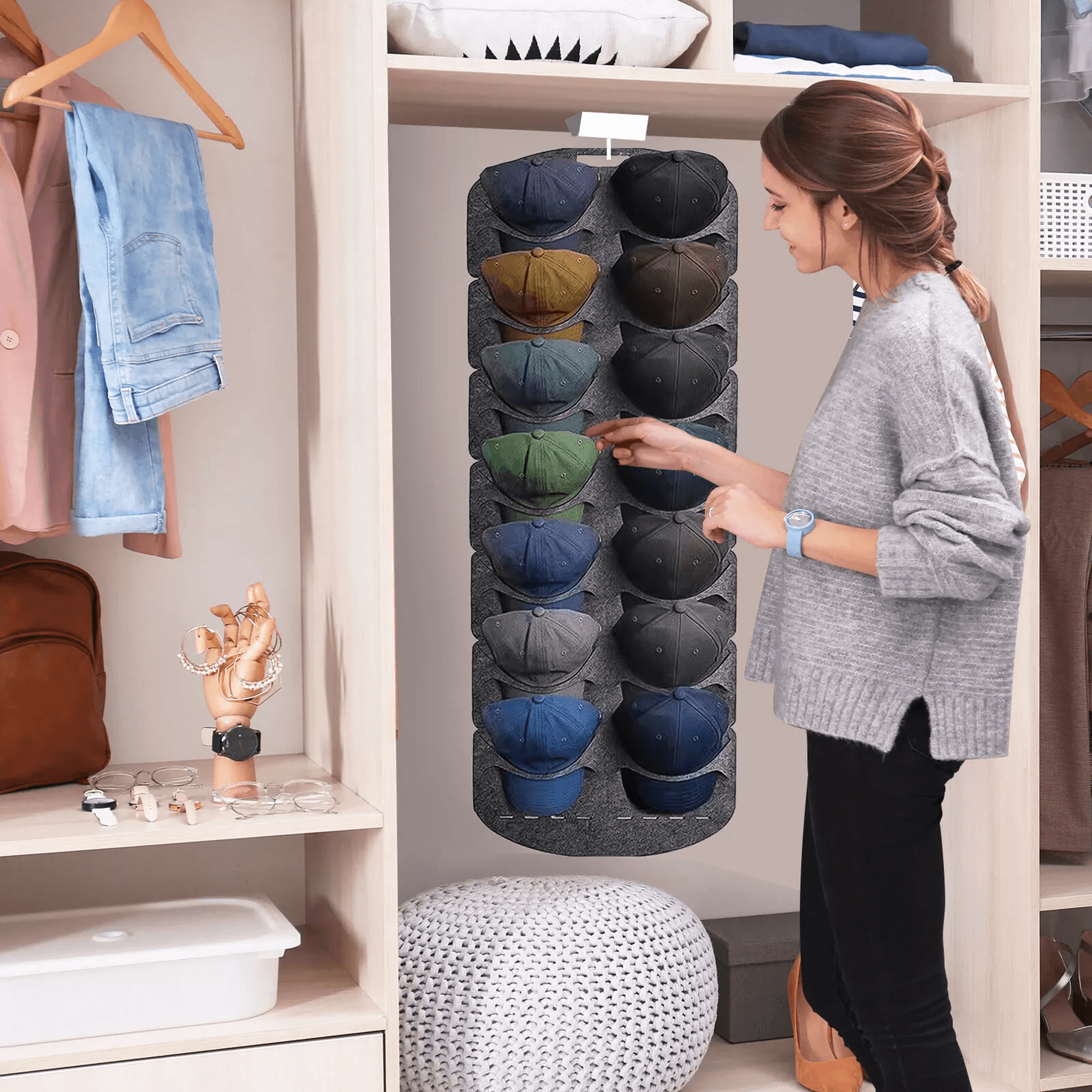 Hat Rack Organizer Baseball Cap Holder Storage Hanger For Door Wall Closet 3