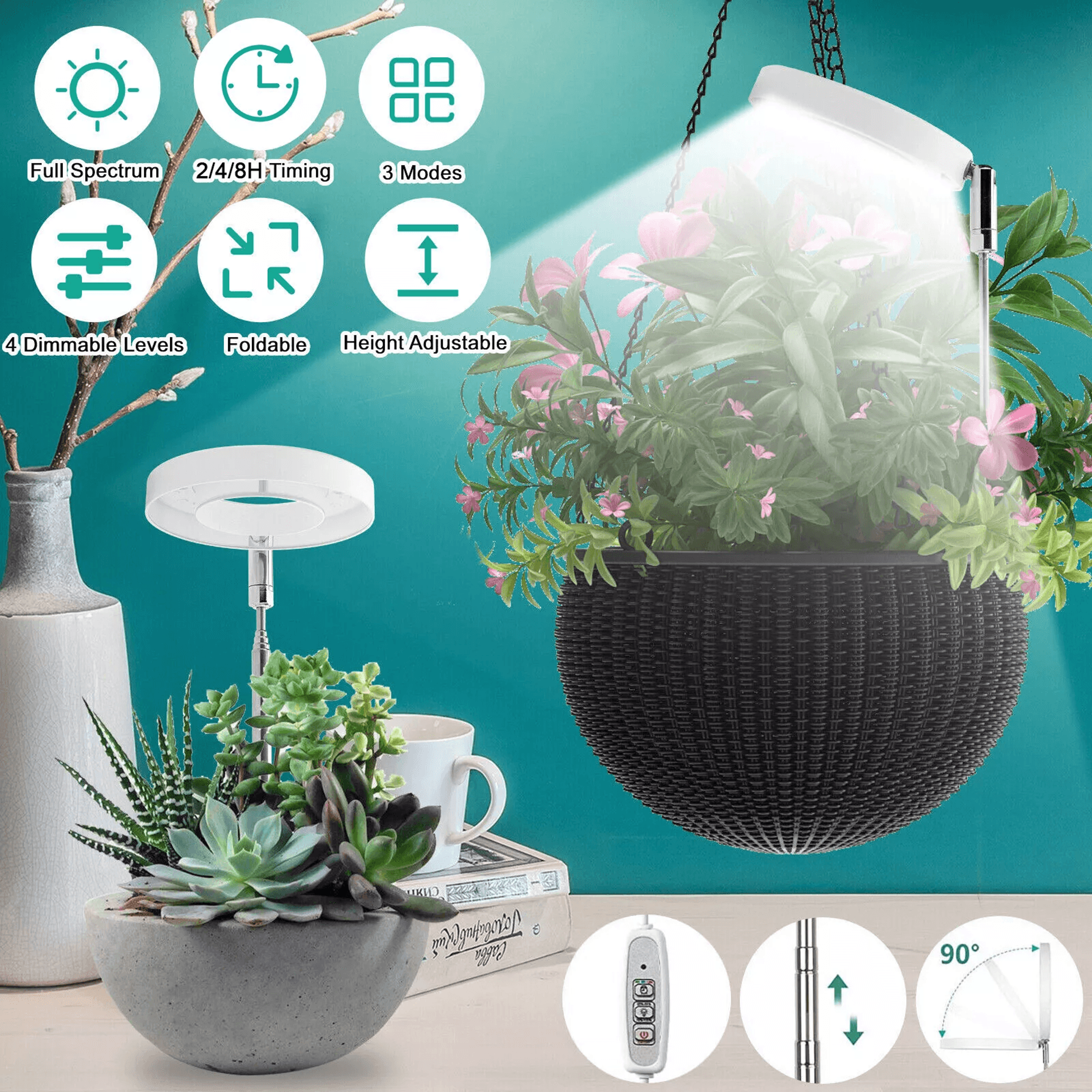 LED Grow Light For Indoor Plants Full Spectrum Plant Growing Lamp With Dimmable Halo Light For Herb 0