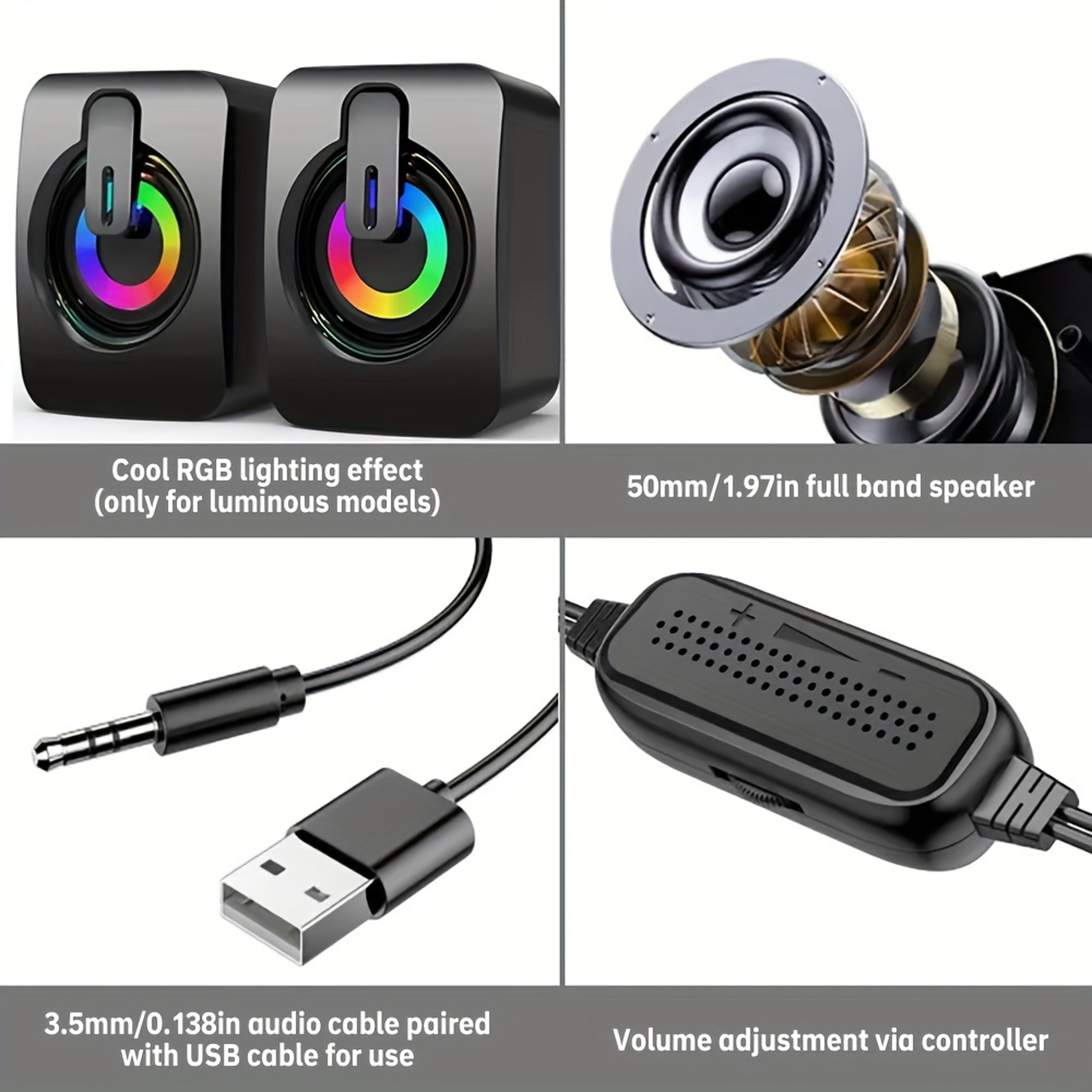 Premium Computer Speakers with LED Lights High-Fidelity PC Sound Box for Desktop & Gaming Setup – view 5