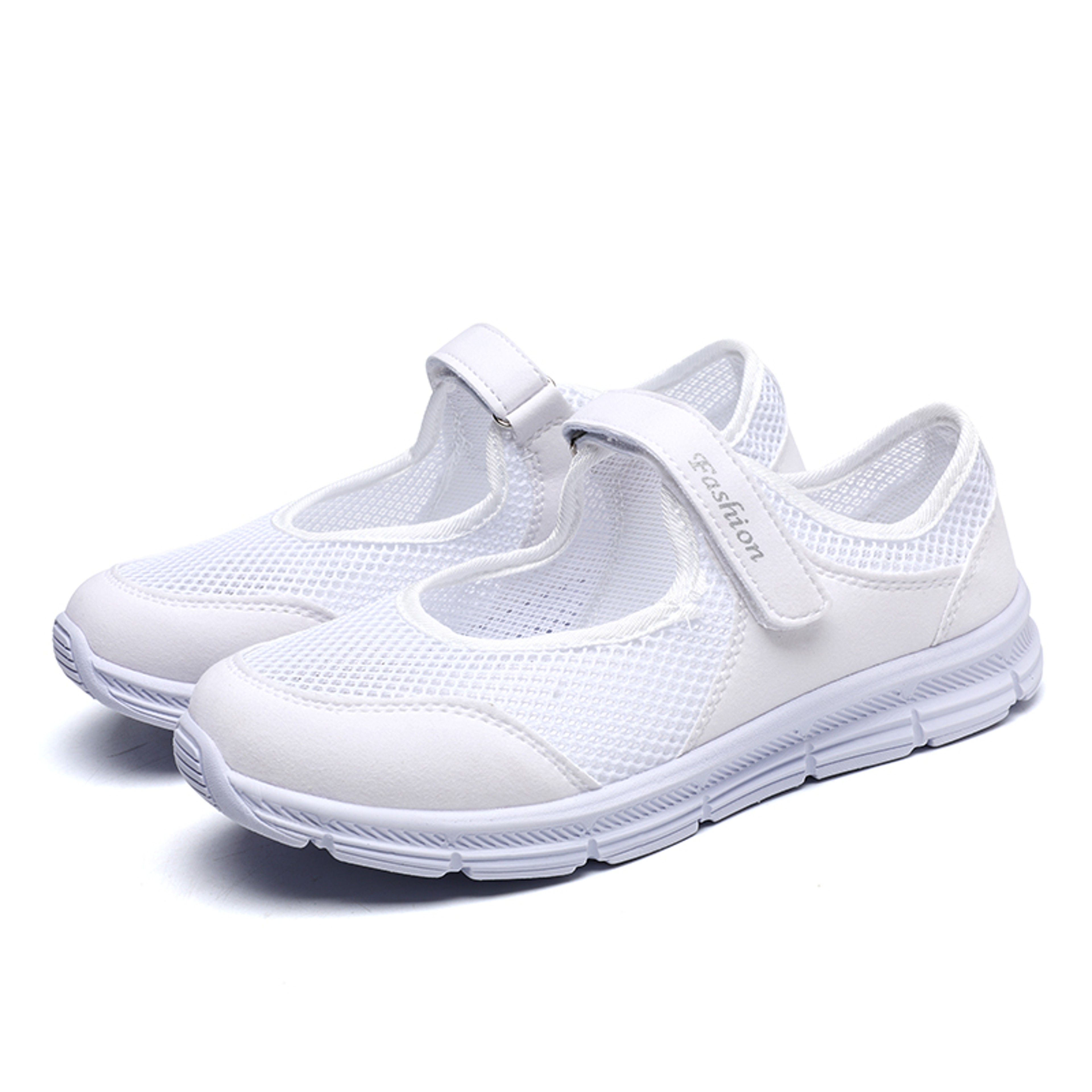 White Fashion Women Sneakers, Breathable Mesh Vulcanized Casual Walking Shoes for Work, Gym, Travel, Everyday Comfort – view 10