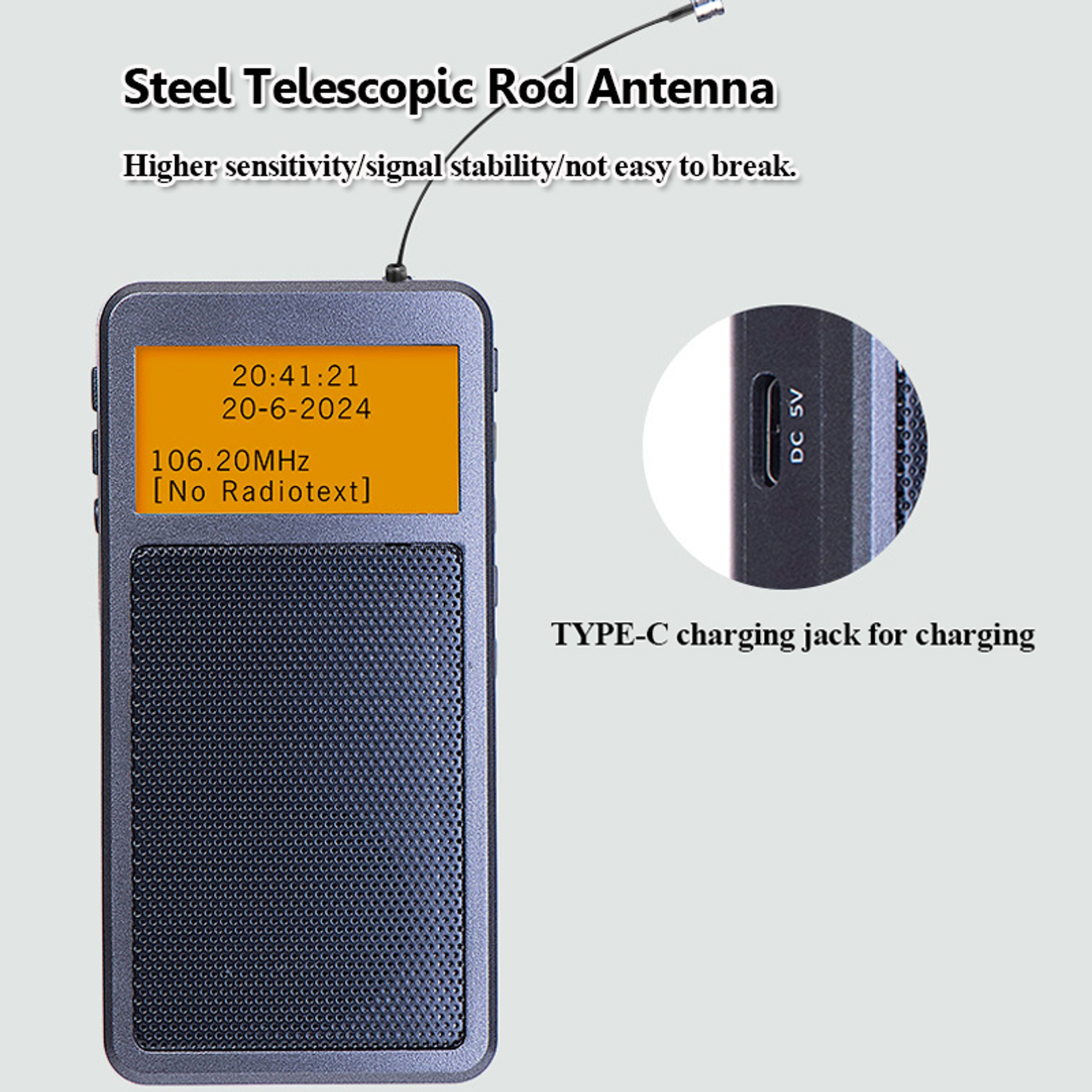 Wireless Bluetooth FM Radio Speaker with Alarm Clock, Backlight & DSP Stereo – view 4