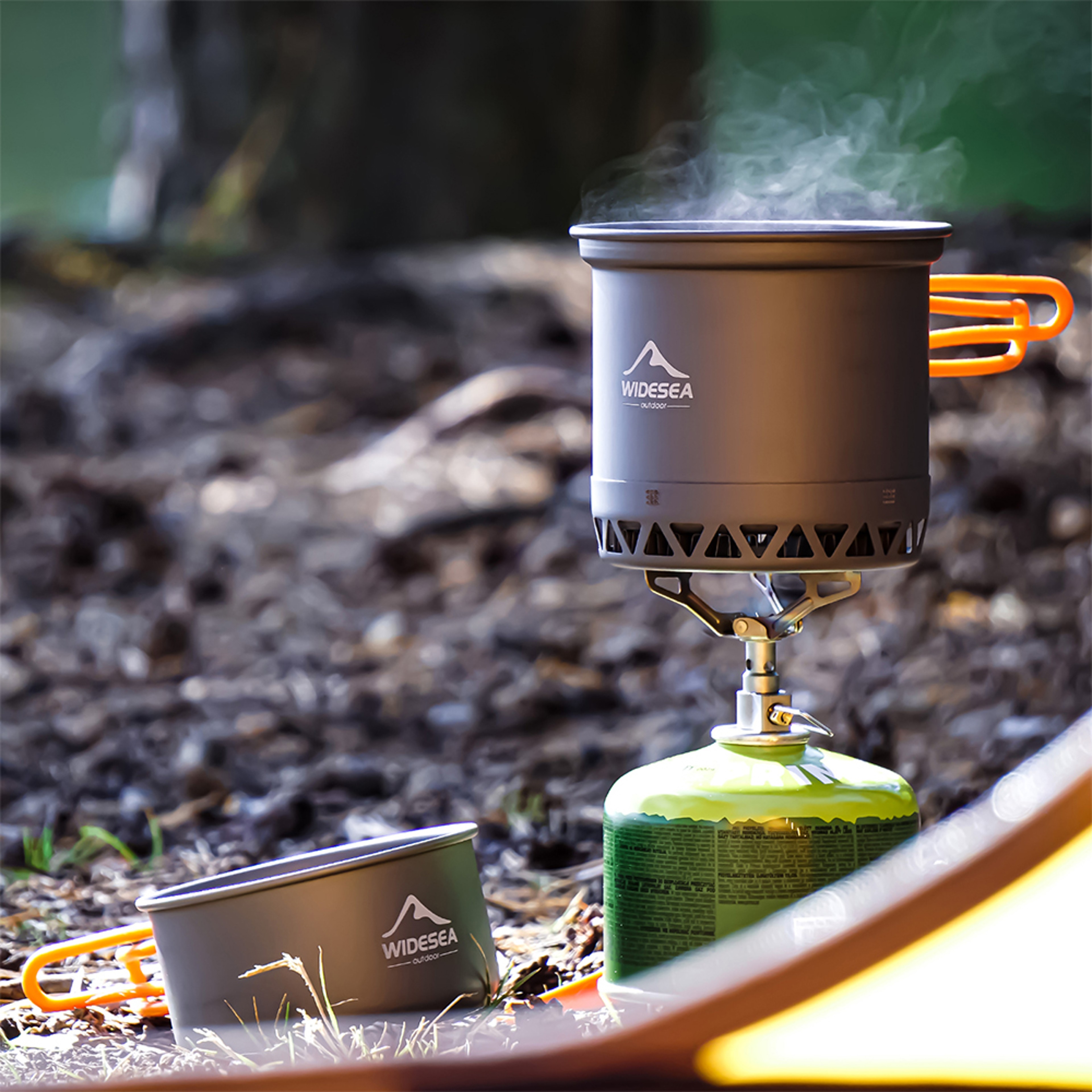Widesea Camping Cookware Set, Lightweight Travel Heat Cooker Pot Kettle Tableware Outdoor Hiking Kitchen Equipment – view 6