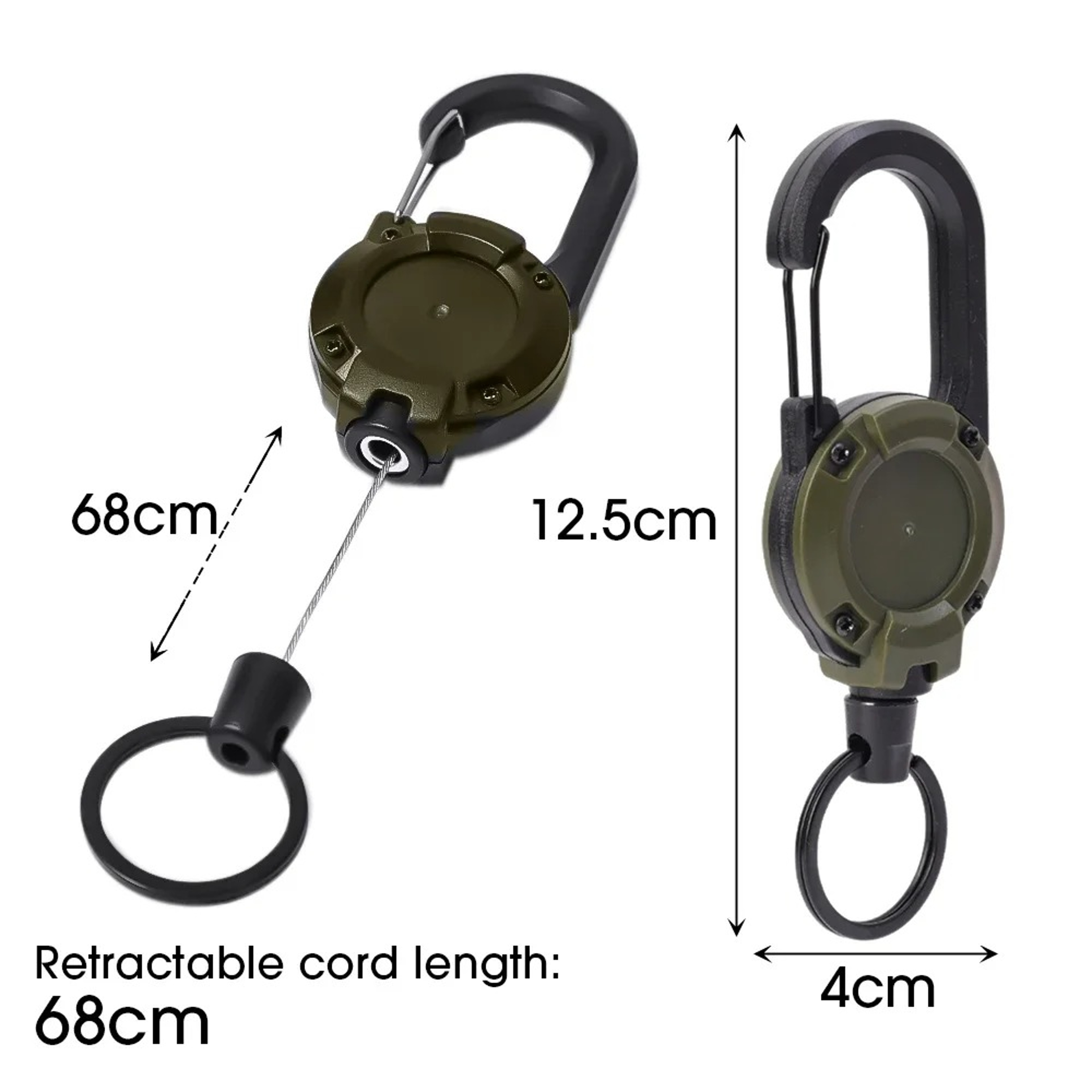 Heavy Duty Retractable Carabiner Key Chain Reel, Steel Wire Rope, Spring Buckle, Secure Pull Keyring for Tools – view 6