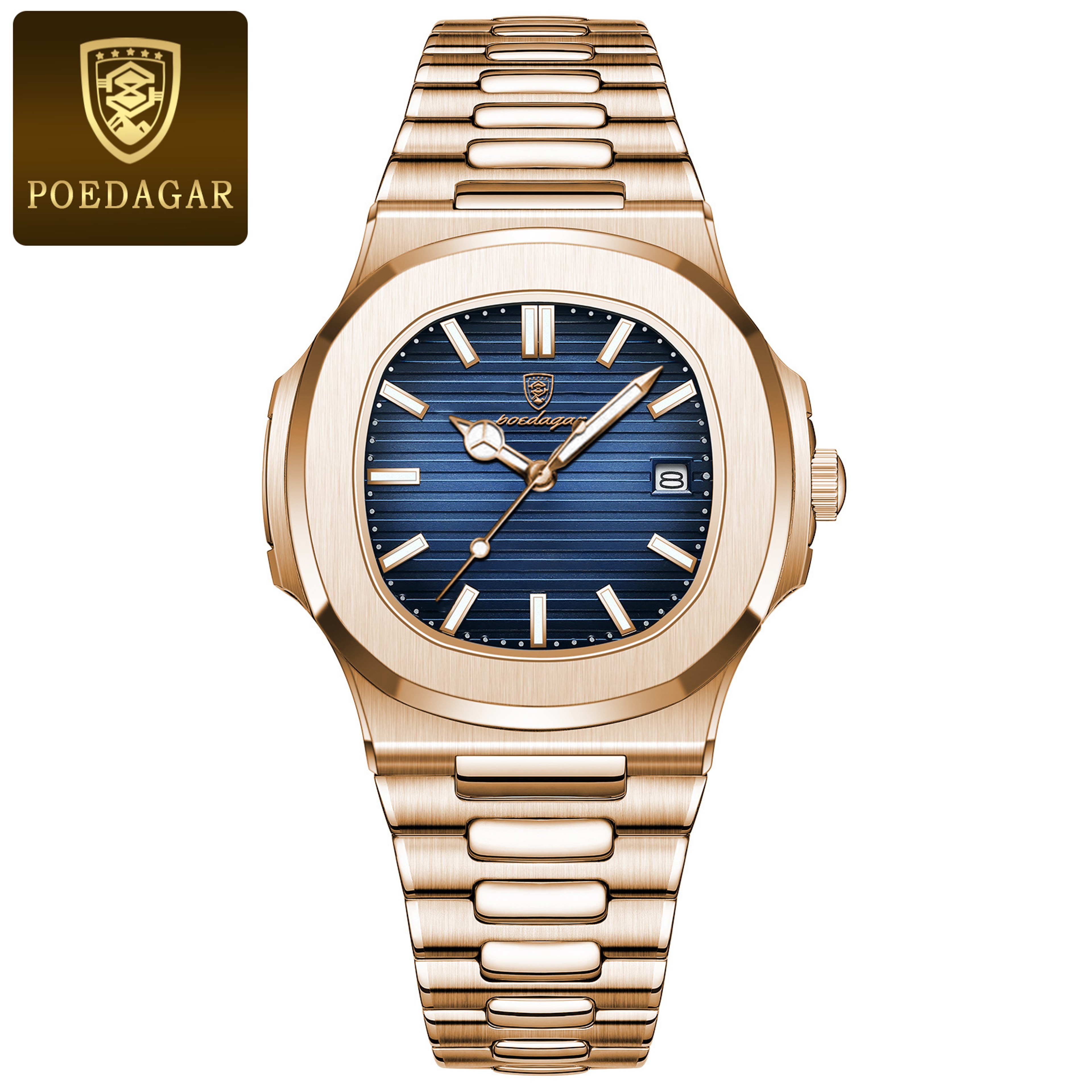 Fashion Square Quartz Watch For Men Waterproof Luminous Date Stainless Steel Business Luxury Wristw 9