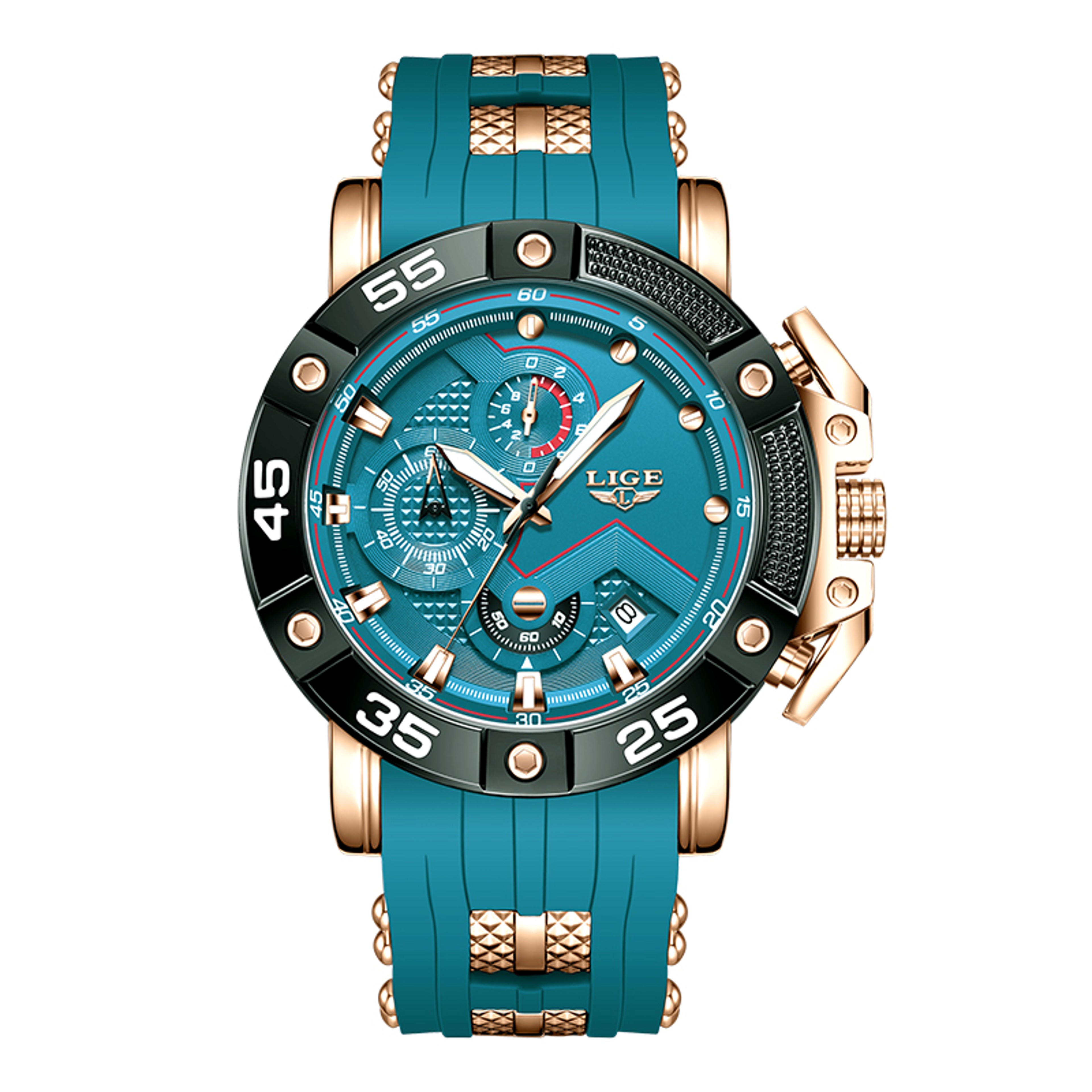 LIGE Mens Big Dial Military Sports Watch, Top Brand Luxury Quartz Watch for Men, Waterproof Silicone Strap Watch – view 11