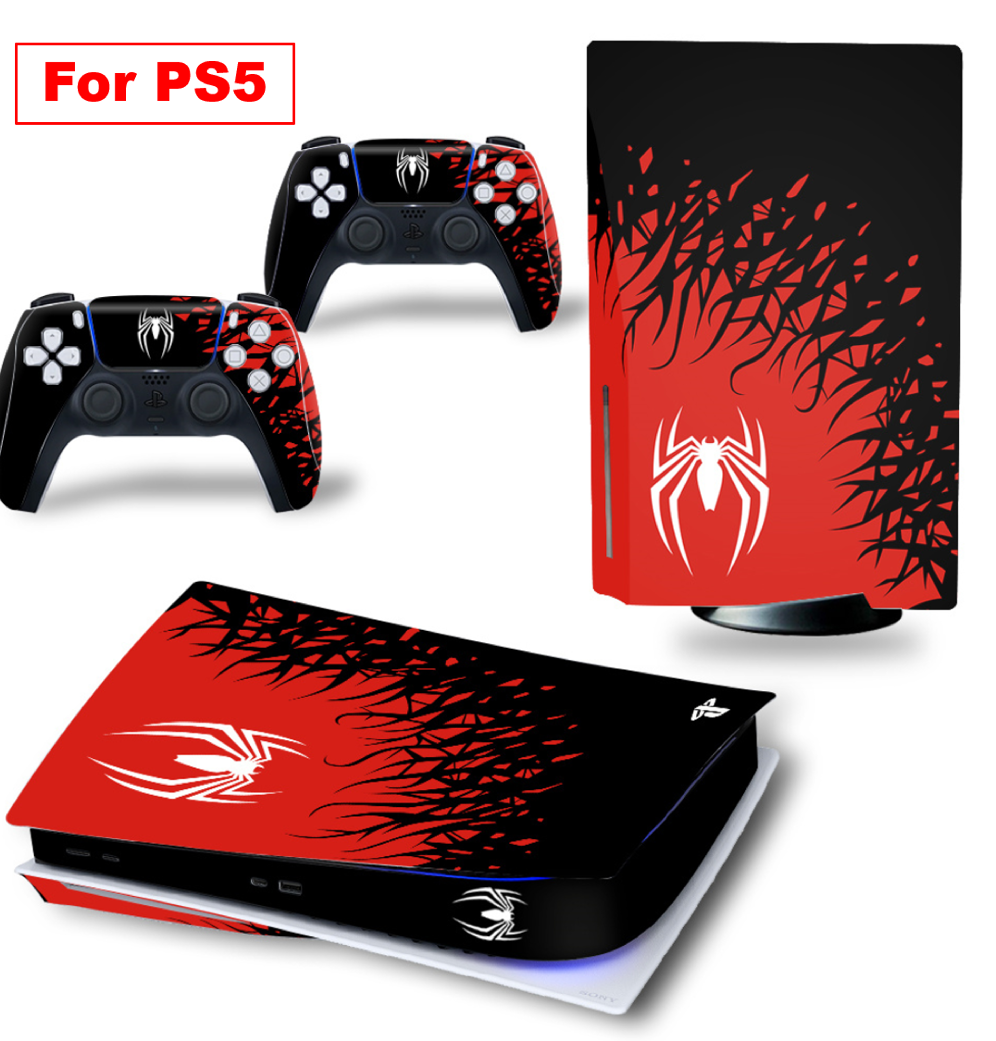 Vinyl Cover Skins For Playstation 5 Slim Console Superhero Skin Wraps Set For PS5 Disc Edition Cont 4