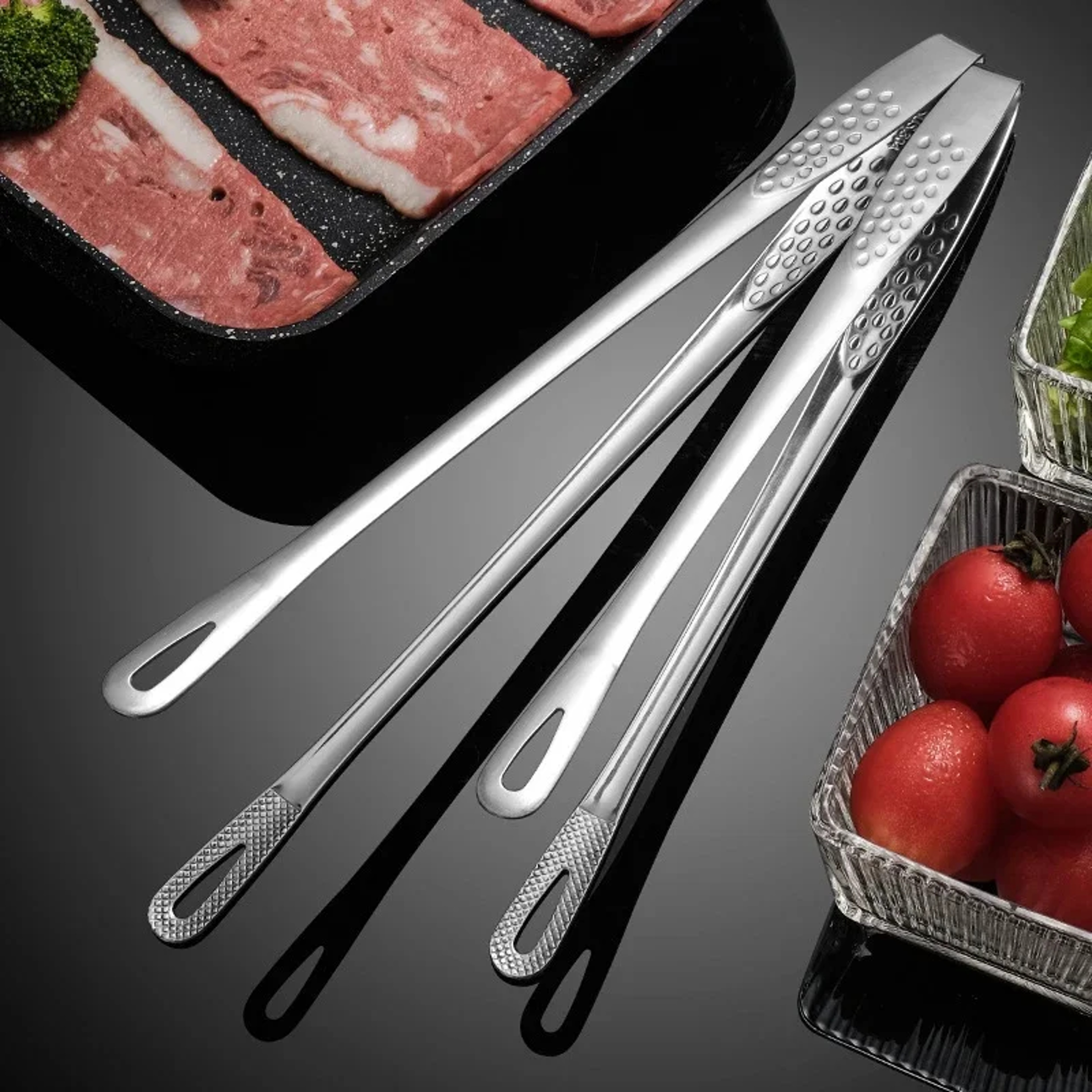 Stainless Steel Kitchen Tongs BBQ Grill Meat Tongs Clip, Cooking Tweezers for Food Utensils, Barbecue Kitchen Accessory – view 4