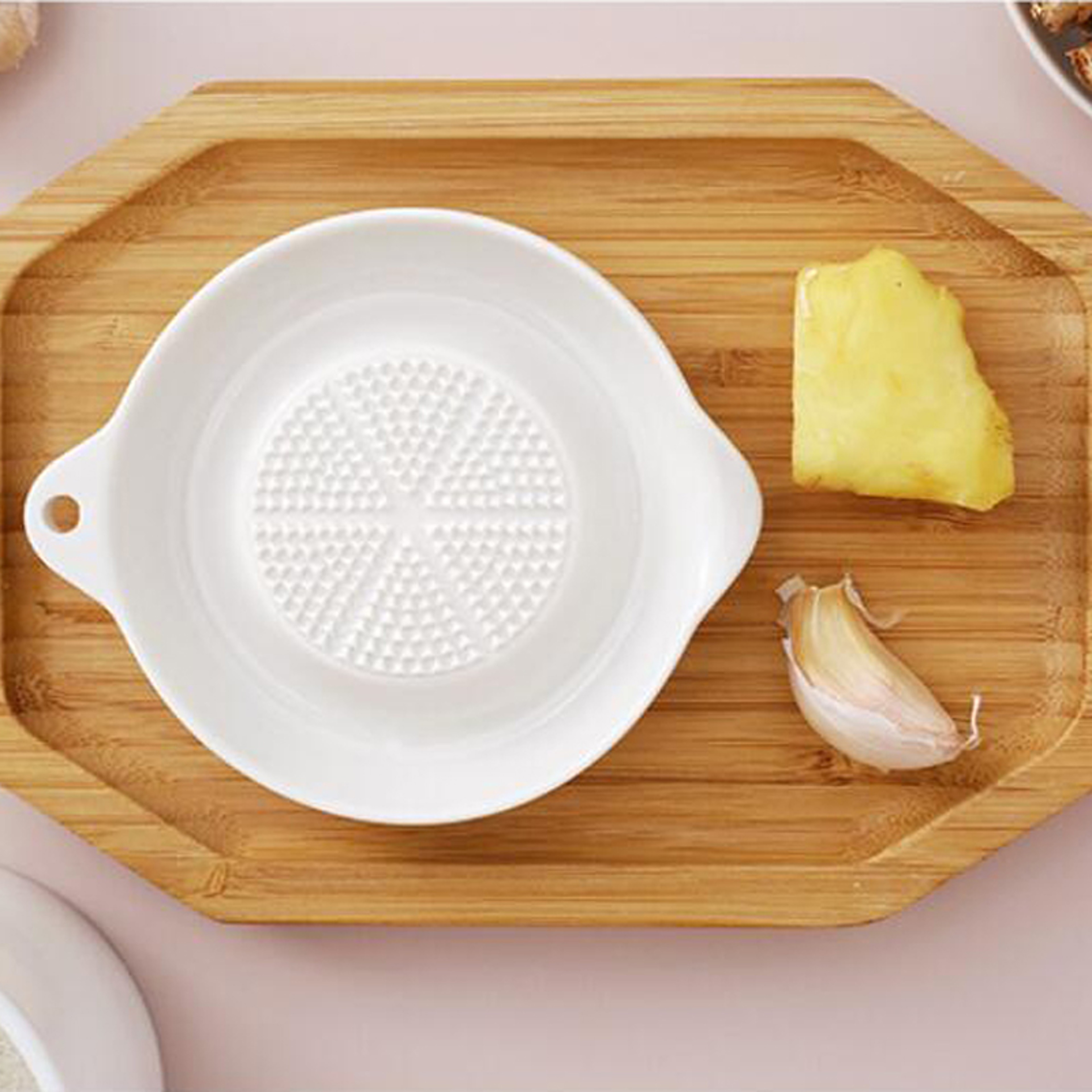 Ceramic Ginger Grater Tool Hand Grinder, Garlic Masher White Porcelain, Simple Style Carrot Ginger Grinding Kitchen Tool – view 3