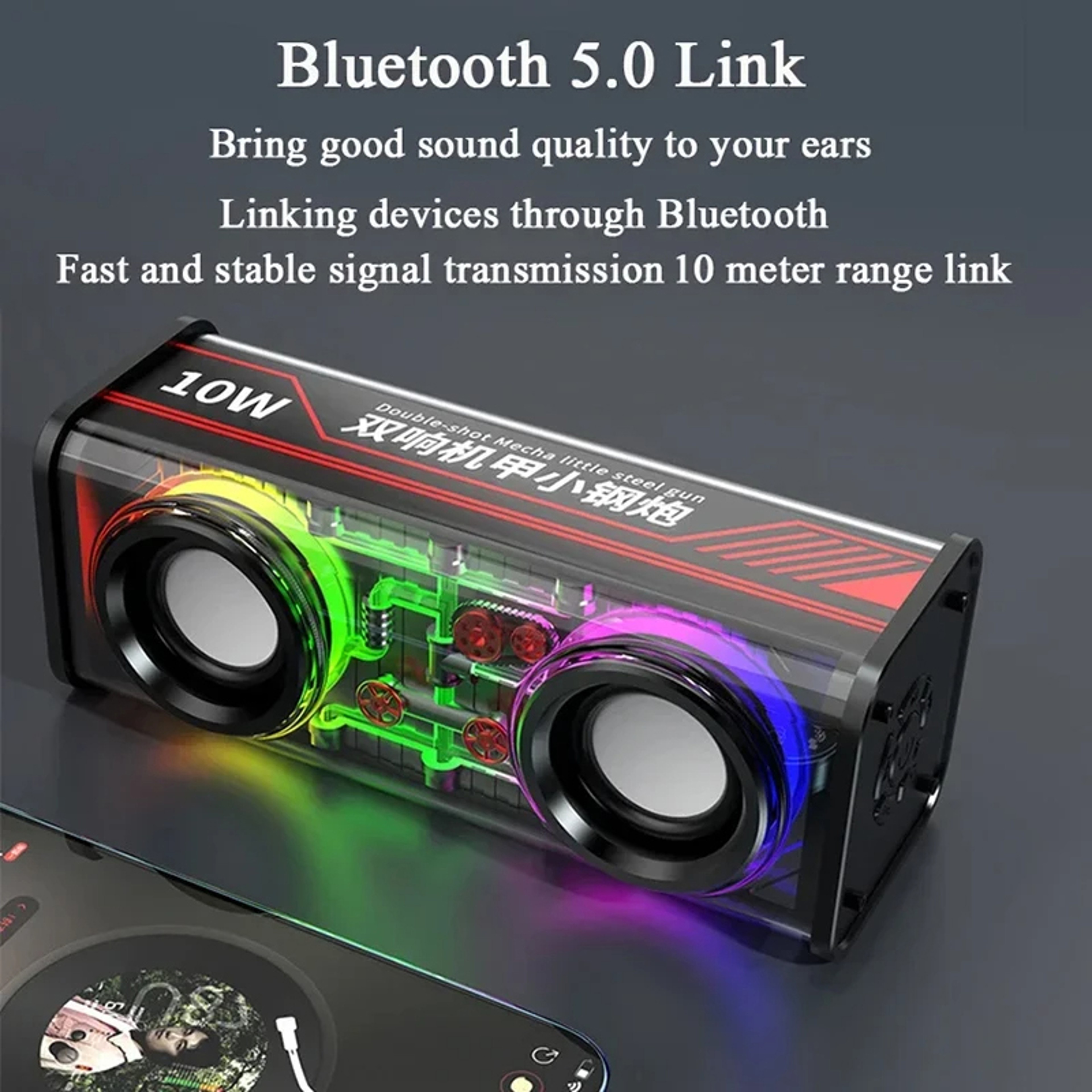 Xiaomi Bluetooth Speakers 5.3 V8 Mecha Subwoofer, RGB Stereo TWS Sound System, Mini Wireless Loudspeaker for Party – view 2