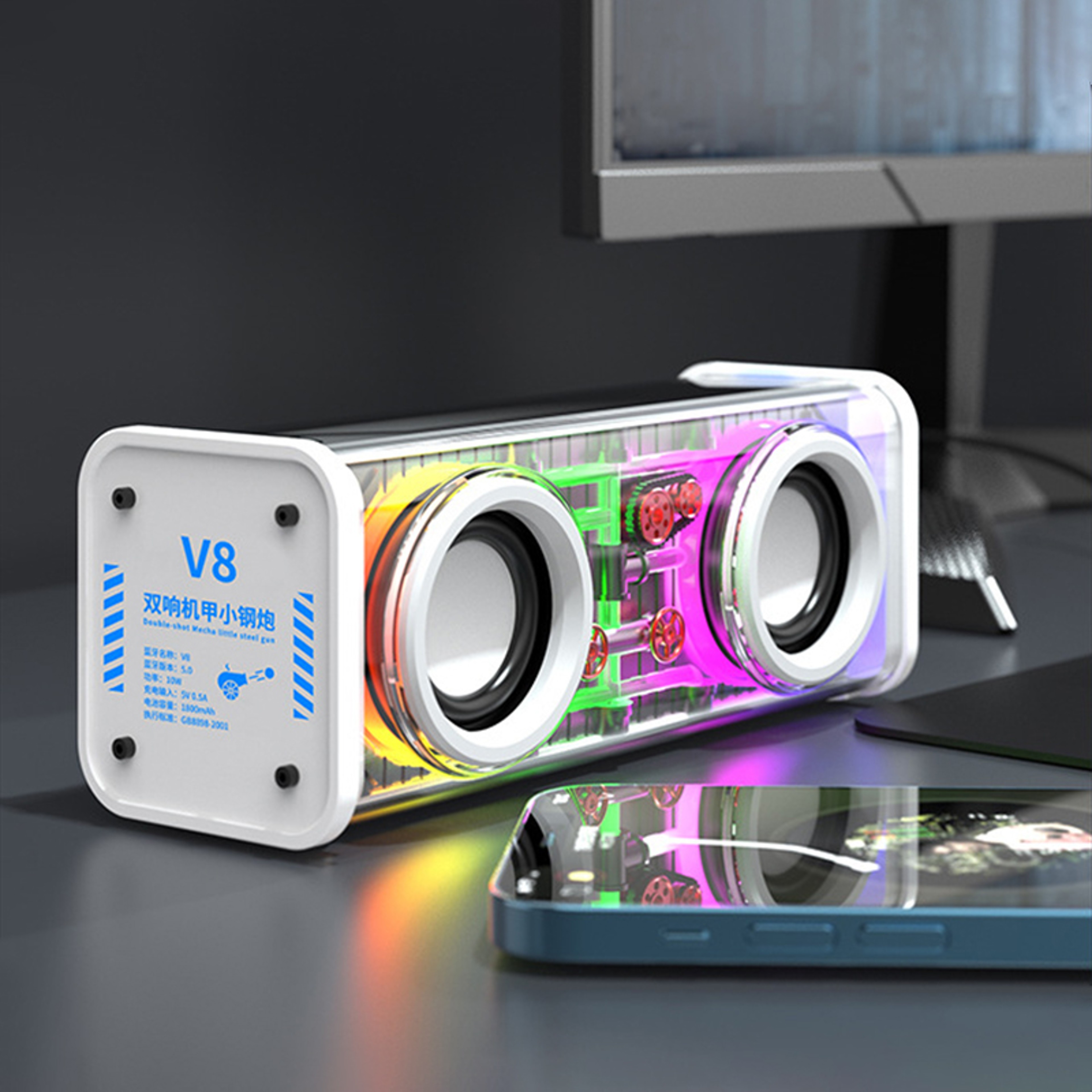 Xiaomi Bluetooth Speakers 5.3 V8 Mecha Subwoofer, RGB Stereo TWS Sound System, Mini Wireless Loudspeaker for Party – view 8