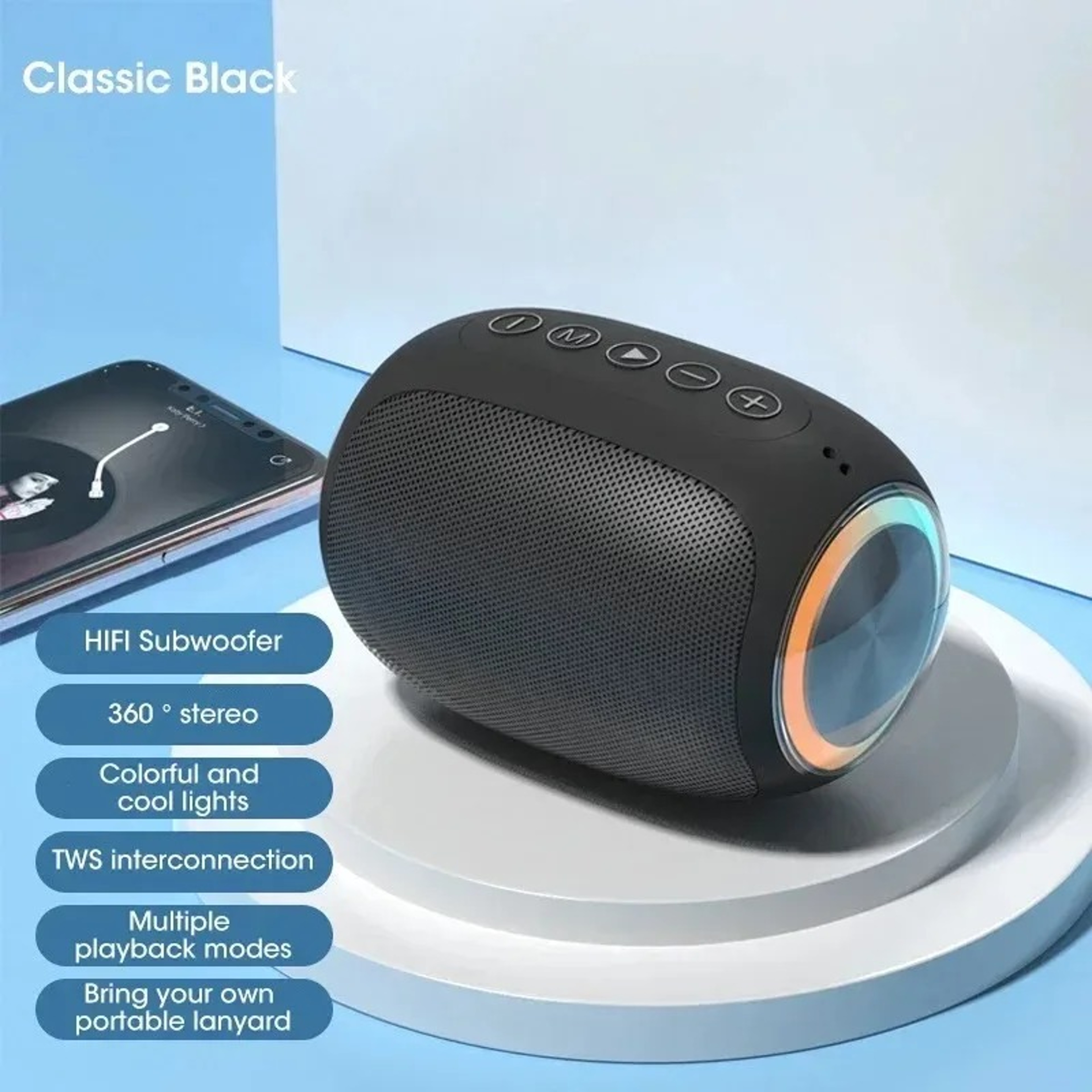 Speaker Bluetooth Pink Portable, Outdoor Waterproof Speaker with 10W Bass, TF Card Slot, Strong Function – view 2