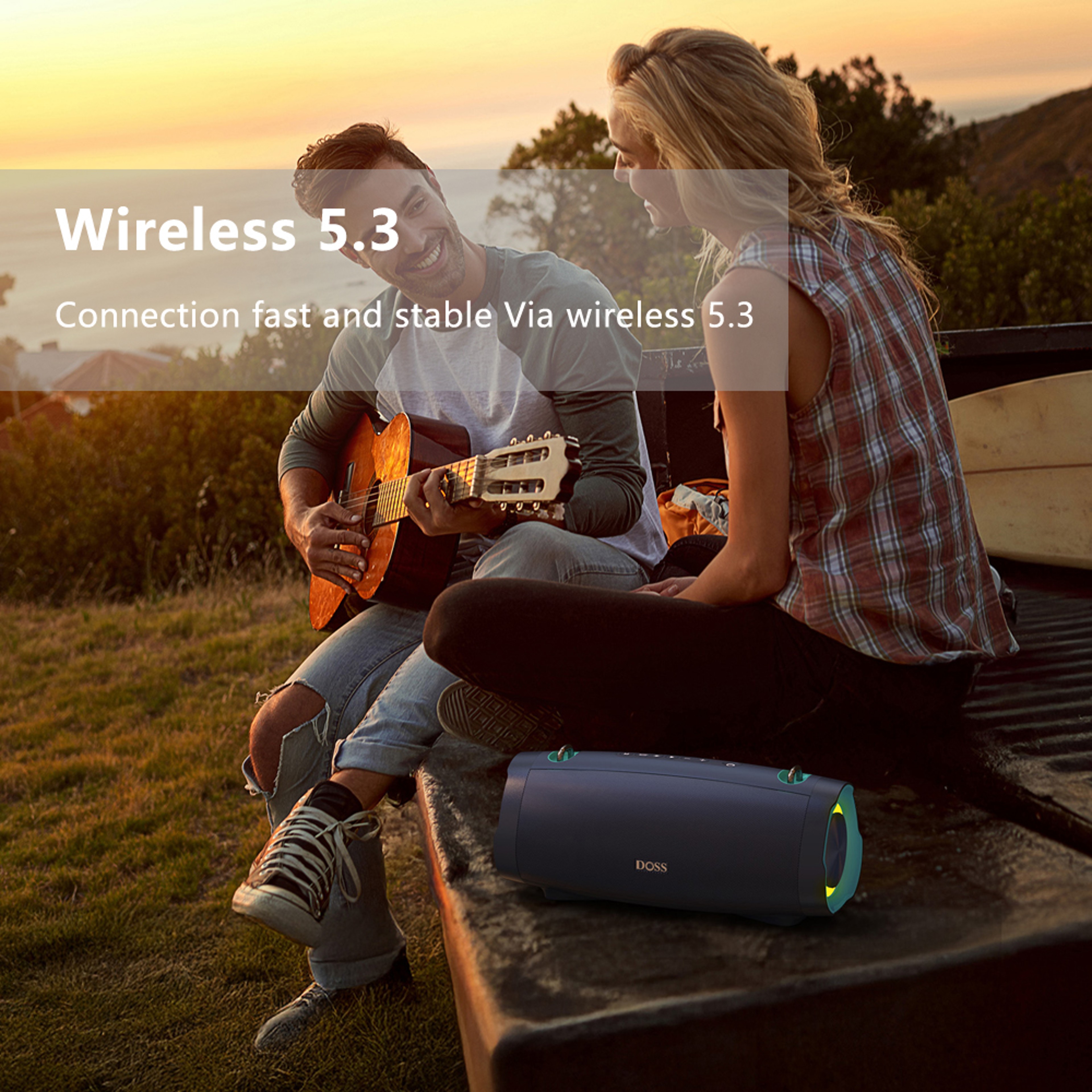 Bluetooth Speaker Portable Loud Bass, 24 Hour Playtime, LED Light, IPX6 Waterproof, Power Bank Outdoor Sound – view 3