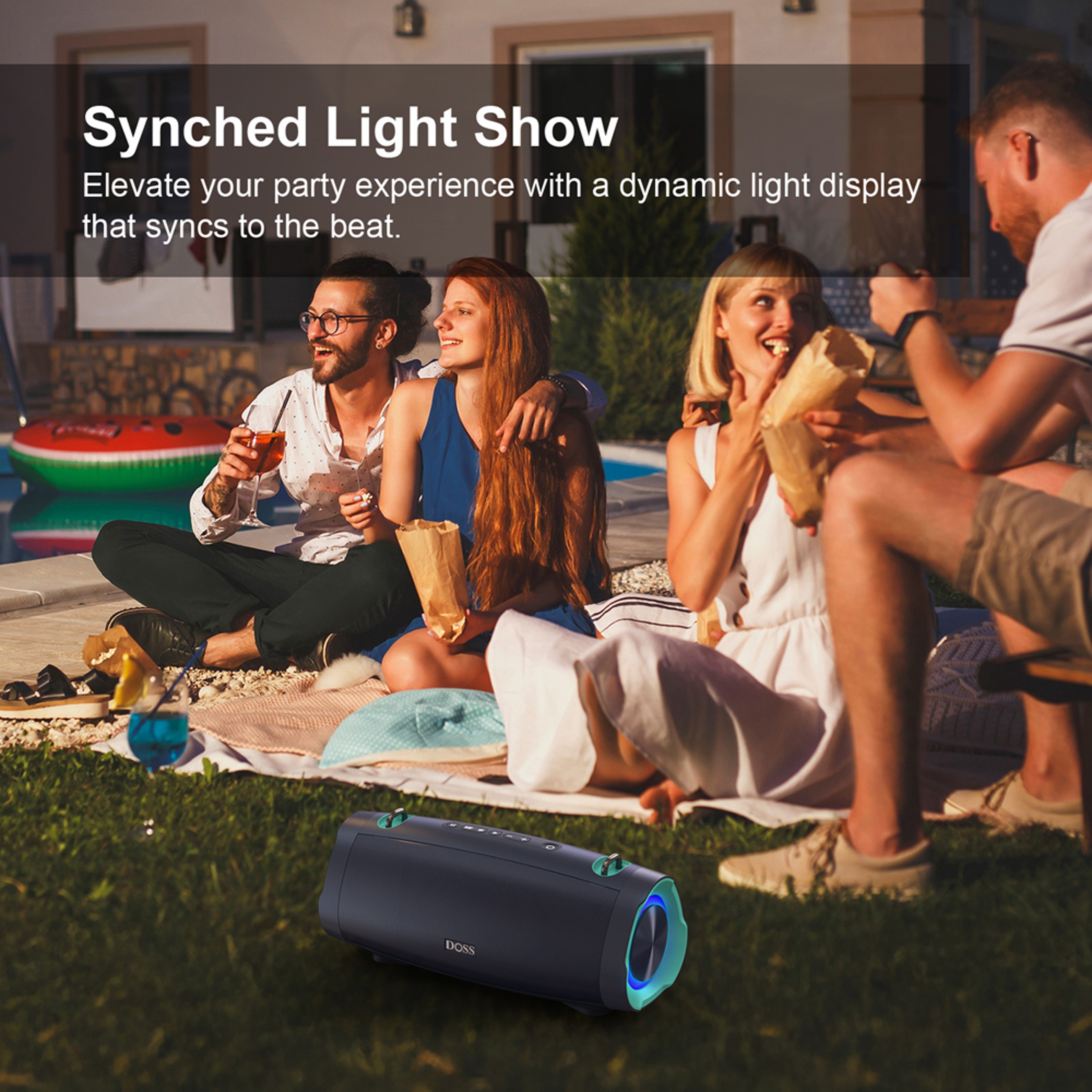 Bluetooth Speaker Portable Loud Bass, 24 Hour Playtime, LED Light, IPX6 Waterproof, Power Bank Outdoor Sound – view 5