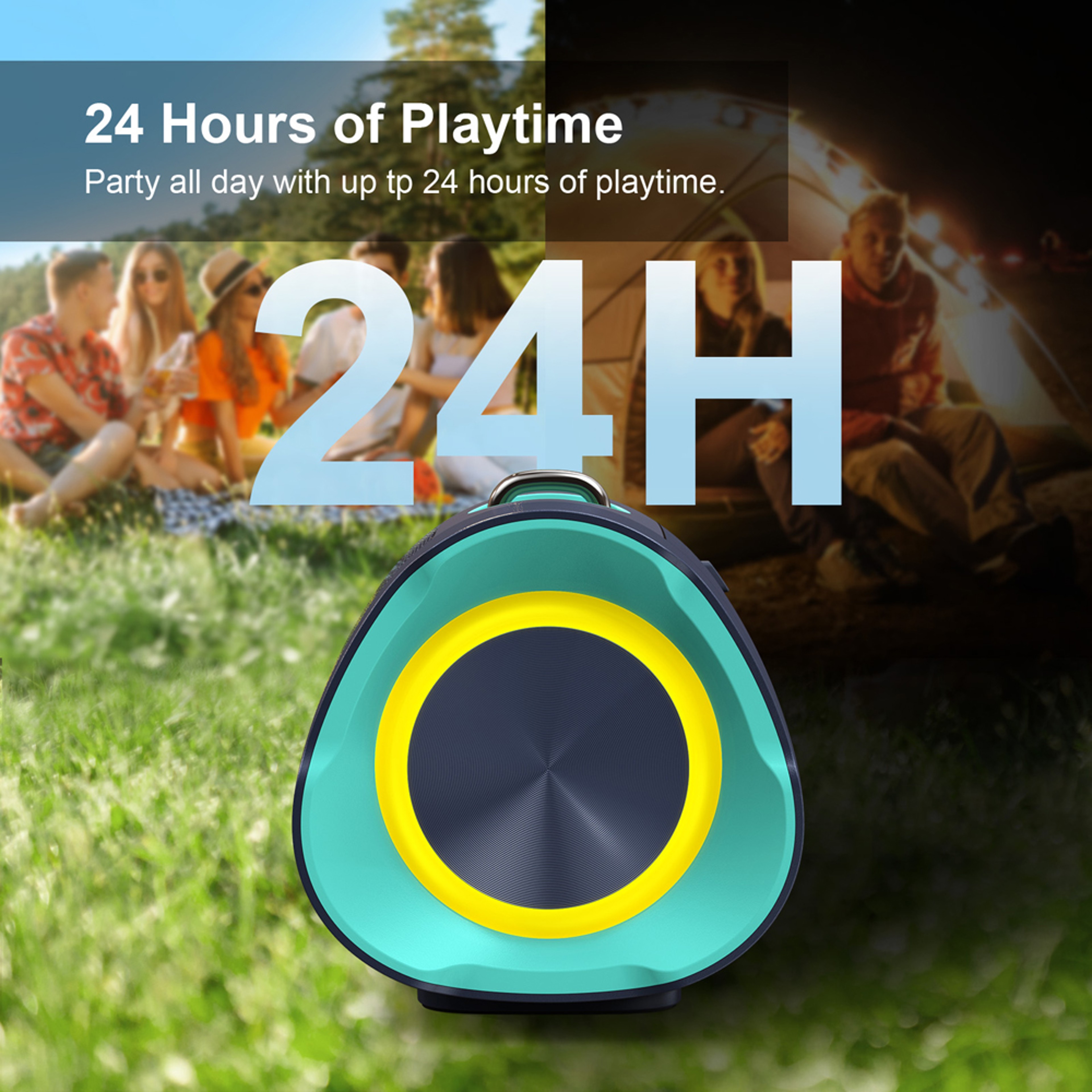 Bluetooth Speaker Portable Loud Bass, 24 Hour Playtime, LED Light, IPX6 Waterproof, Power Bank Outdoor Sound – view 6