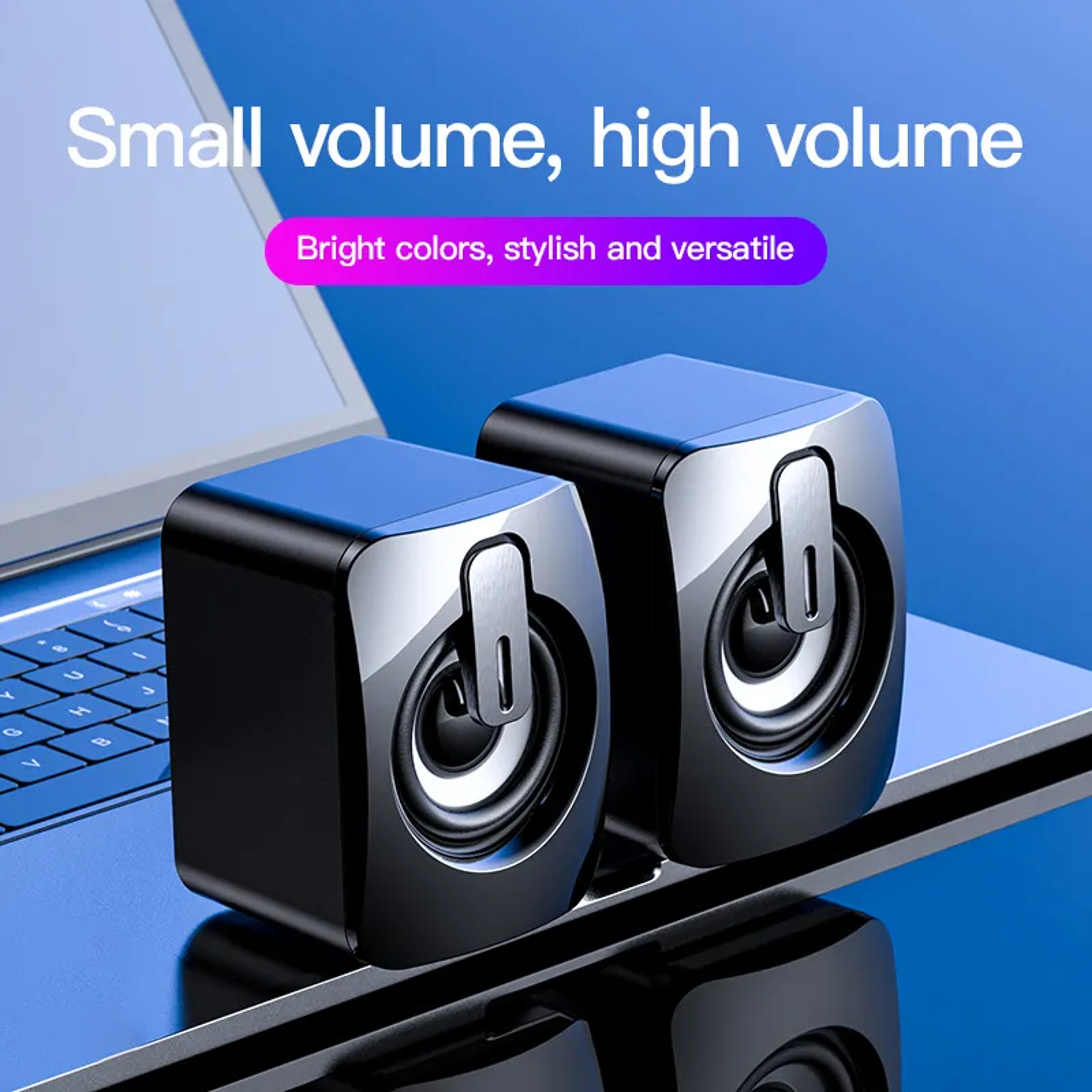 HIFI Stereo Computer Speakers with USB Wired Microphone, LED Light Caixa De Som for Desktop PC and Laptop Sound Box – view 1