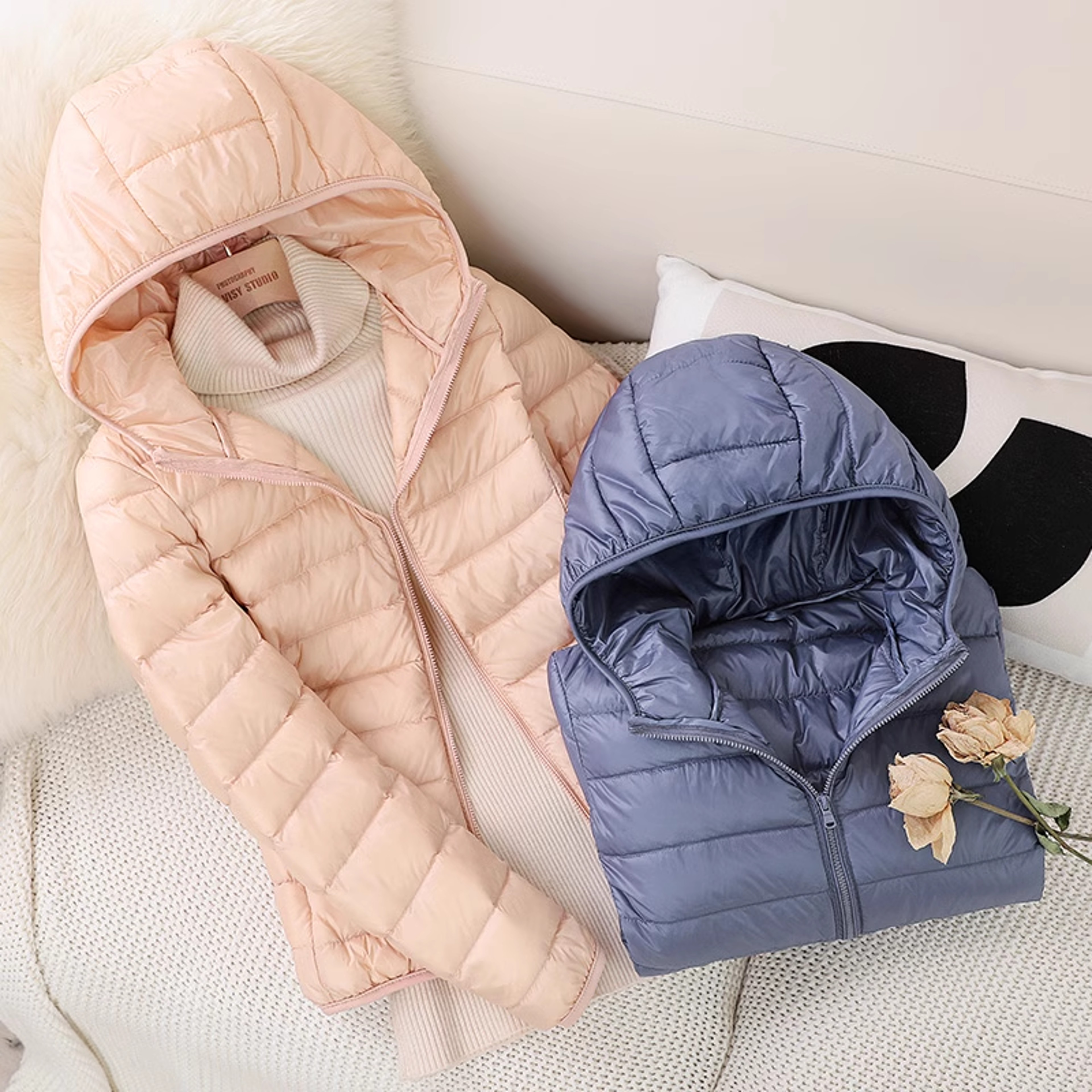 Women Fashion Short Puffer Jackets, Ultralight Thin Packable Coats,Sweet Style Down Outerwear – view 1