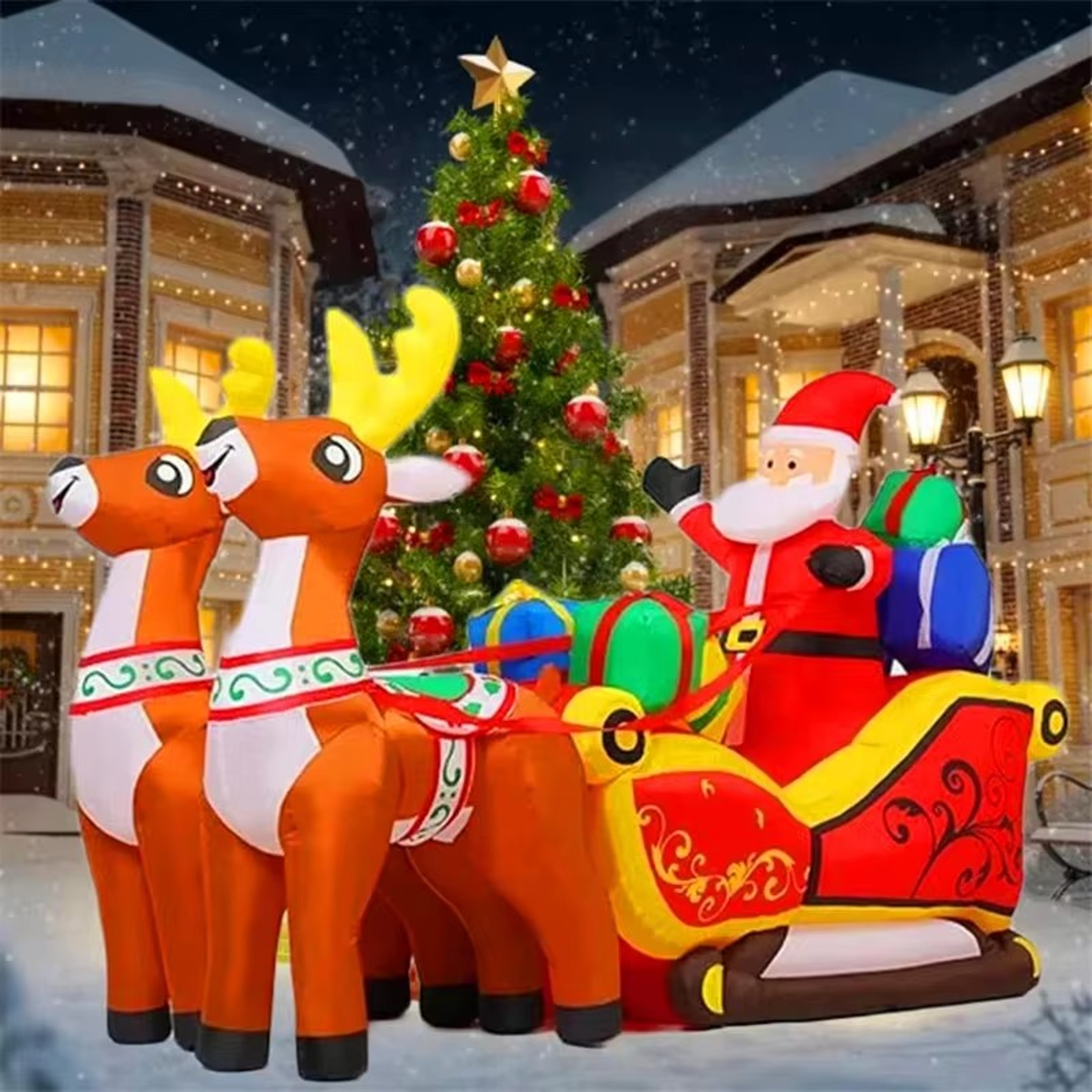Inflatable Elk Santa Claus Gift LED Christmas Decoration Toys Outdoor Garden Party Props Xmas New Y 0